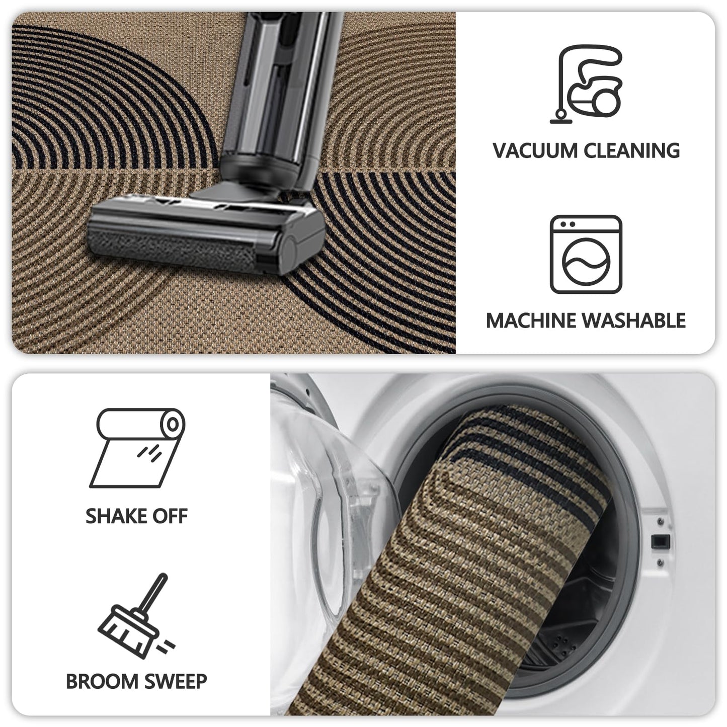 Capslpad Indoor Doormat 32"x48", Non-Slip Absorbent Dirt Resist Front Back Door Mat, Modern Easy Jute Entrance Door Mat, Washable Low-Profile Geometric Inside Floor Mats for Entryway, Nature