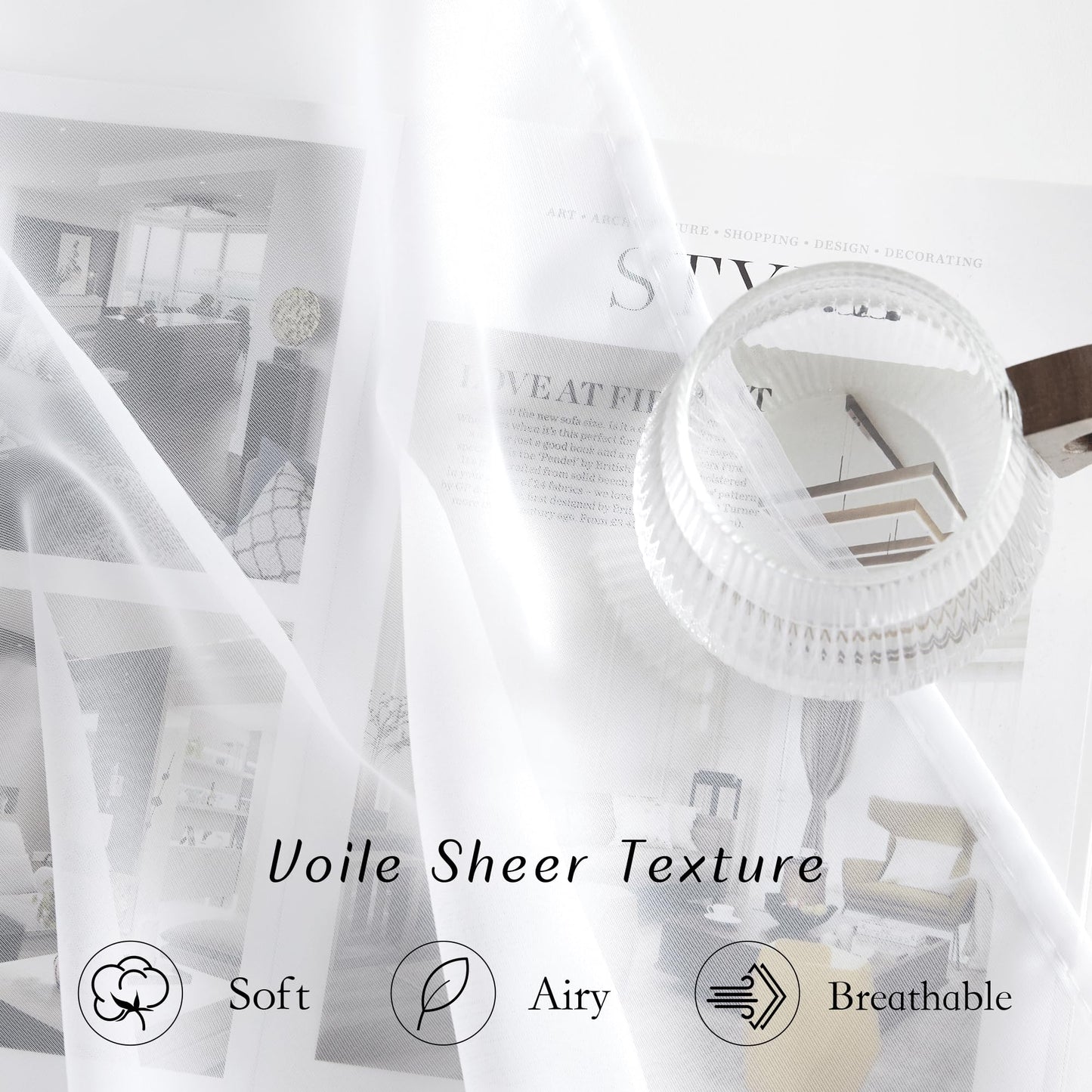 NICETOWN Voile White Sheer Curtains for Bedroom - Grommet Light Filtering Elegant Panels Lightweight & Breathable Window Treatments for Living Room, W54 x L90, 1 Pair