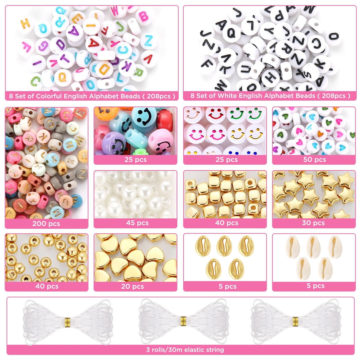 Funtopia 5 Boxes 120 Colors Beads, Friendship Bracelet Kit with 2mm Glass Seed Bead and Letter Bead, Colorful Beads for Making Jewellery, DIY Bracelets and Art Crafts for Birthdays, Parties, Holidays (49000+Pcs)