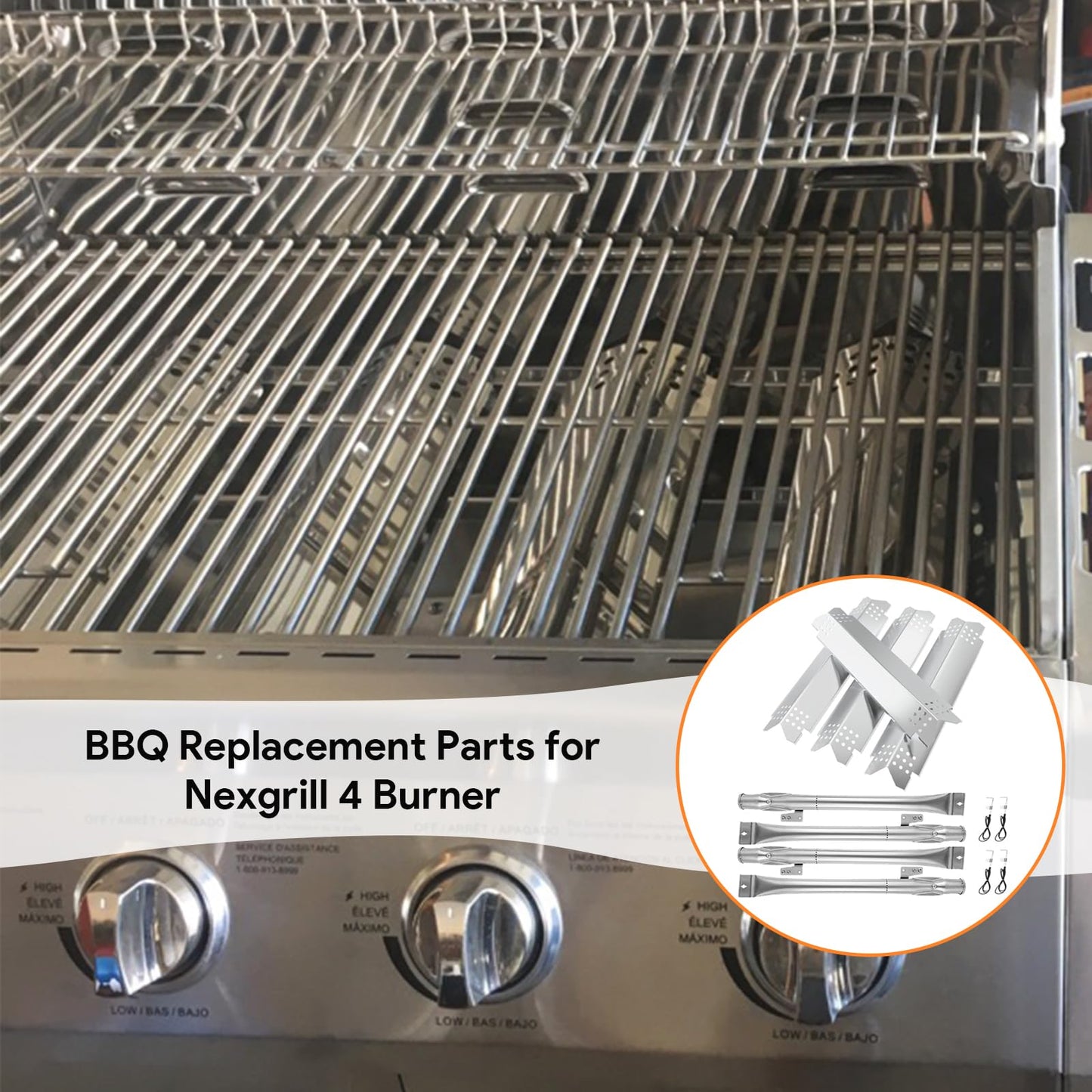 Barbecue Replacement Parts for Nexgrill Replacement Parts 4 Burner 720-0958A, 720-0830H, 720-0864, 720-0830D, BBQ Heat Plate Shields and Burner for Nexgrill BBQ Parts