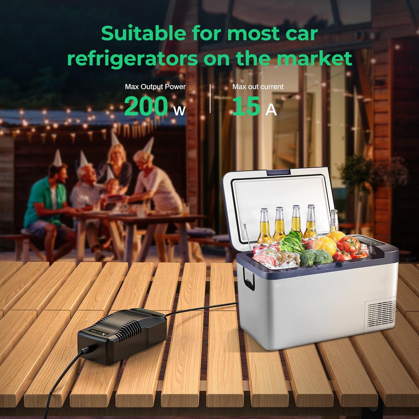 AC to DC Converter, RoyPow 180W (Max 200W) 15A 100V~120V to 12V Car Cigarette Lighter Socket AC/DC Power Supply Adapter, 120V/110V to 12V Converter, Transformer for Inflator, Car Refrigerator