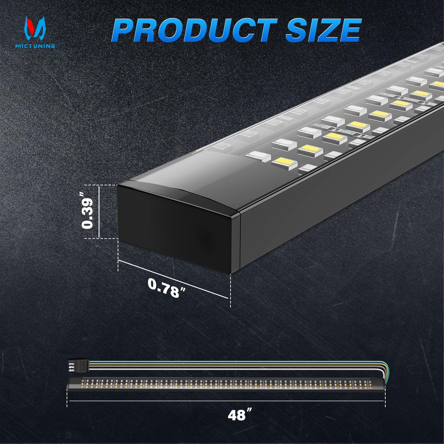 MICTUNING Truck Tailgate Light Strip 48 Inch Triple Row 360 LED IP67 Waterproof with Red Running Brake Sequential Turn Signal, Strobe & White Reverse Lighting