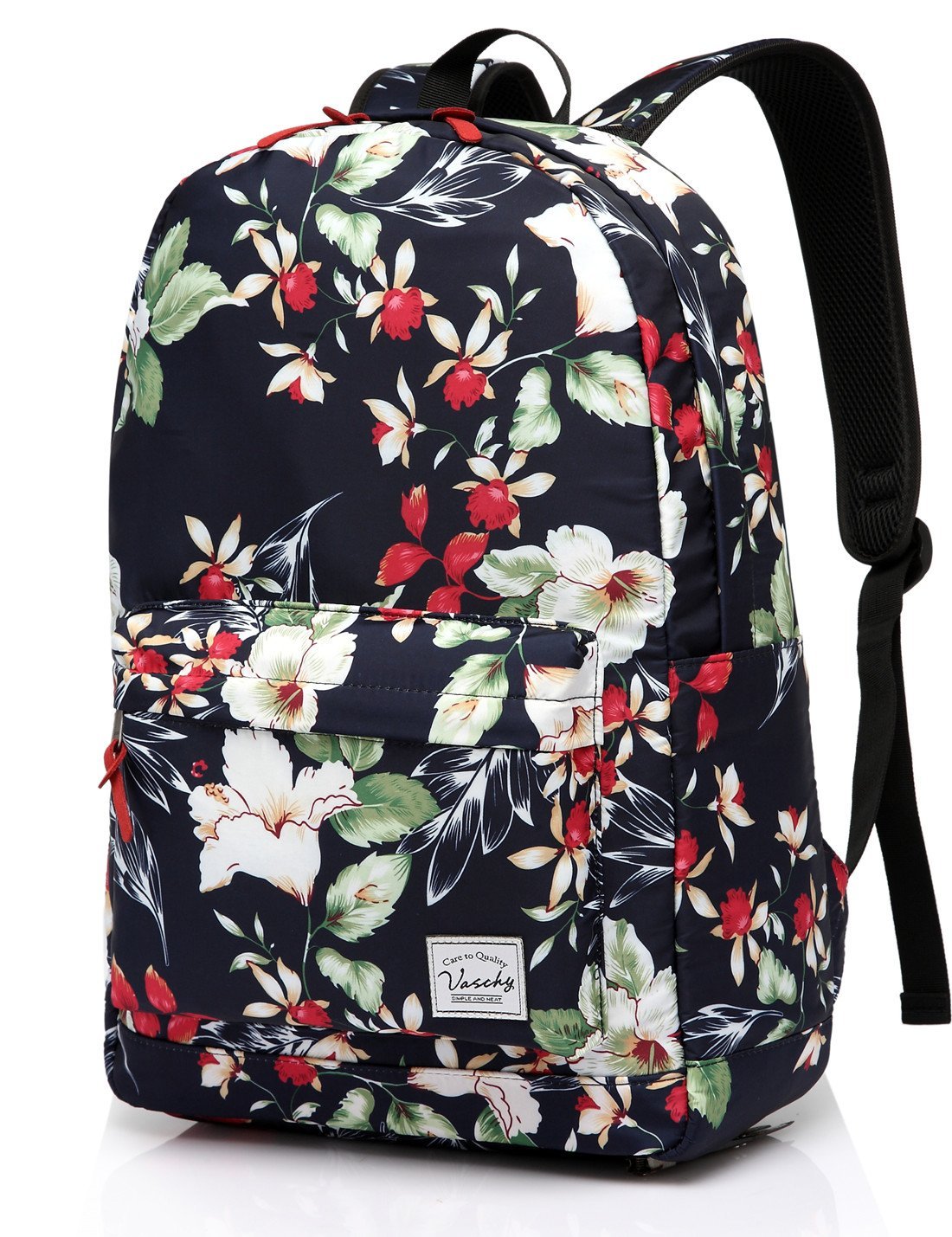 Backpack for Women, VASCHY Water Resistant Fashion Floral 15.6 inch Laptop School Bookbag for Girls Casual Daypack Travel Rucksack with Padded Laptop Sleeve (Navy Floral Blooms)