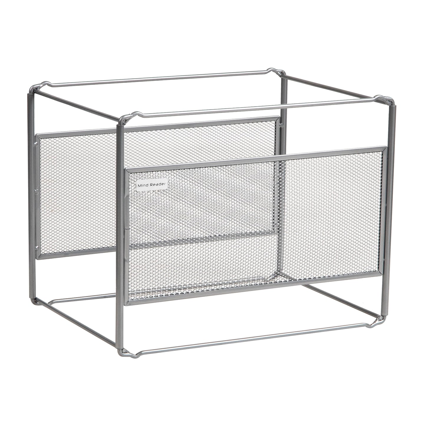 Mind Reader Hanging File Folder Organizer, Desktop Organizer, Storage, Office, Metal Mesh, 13"L x 9.75"W x 10.25"H, Silver
