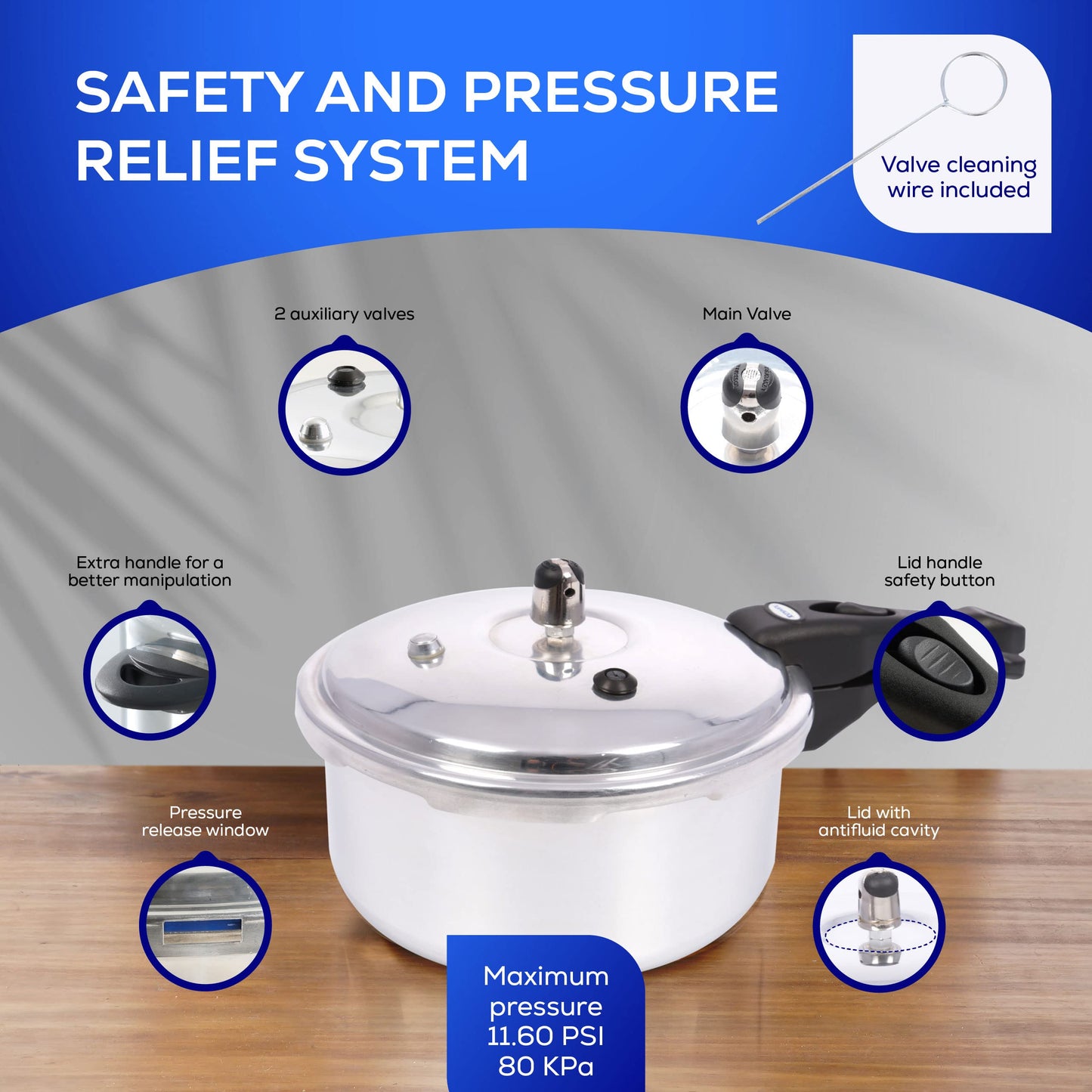 Universal (3.7 Quart / 3.5 Liter) Small Anti-Rust Ultra Pressure Cooker, Aluminum Pressure Cooker for 4 Servings, Even Heat Distribution, Diameter 9.4 inches, Height 7 inches
