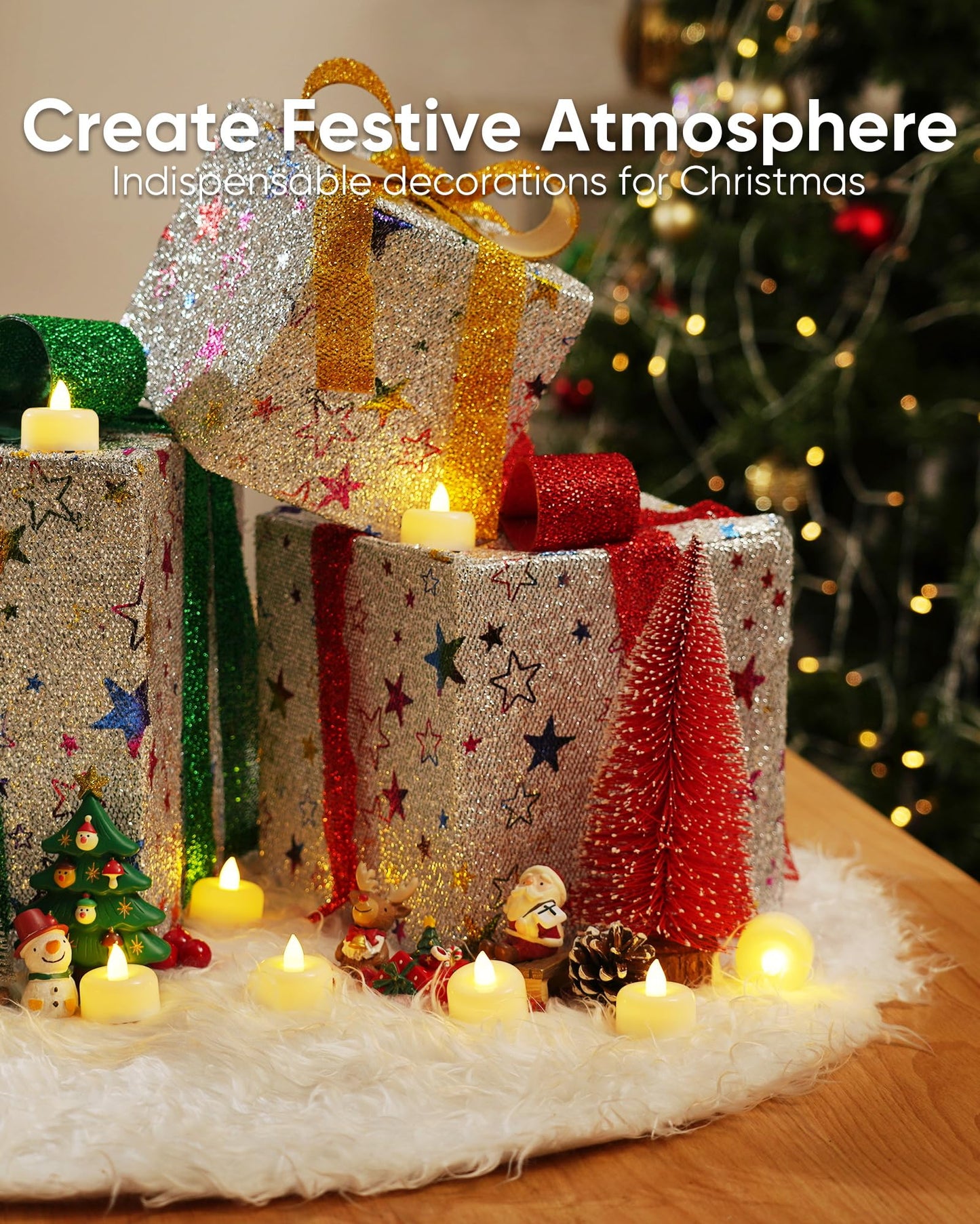 Amagic - Pack of 50 LED Flameless Candles Battery Operated Fake Electric Candles for Votive Candles Halloween Christmas Home Decor Wedding Table Decoration