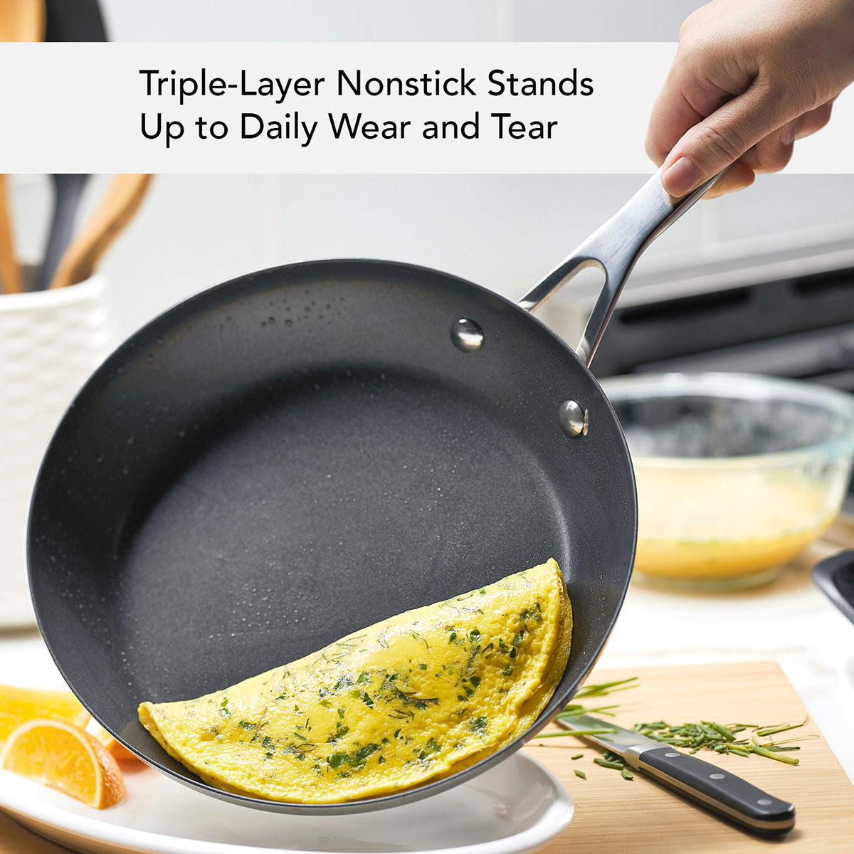 KitchenAid - 3-Ply Base Brushed Stainless Steel Nonstick Frying Pan (24cm/9.5in)