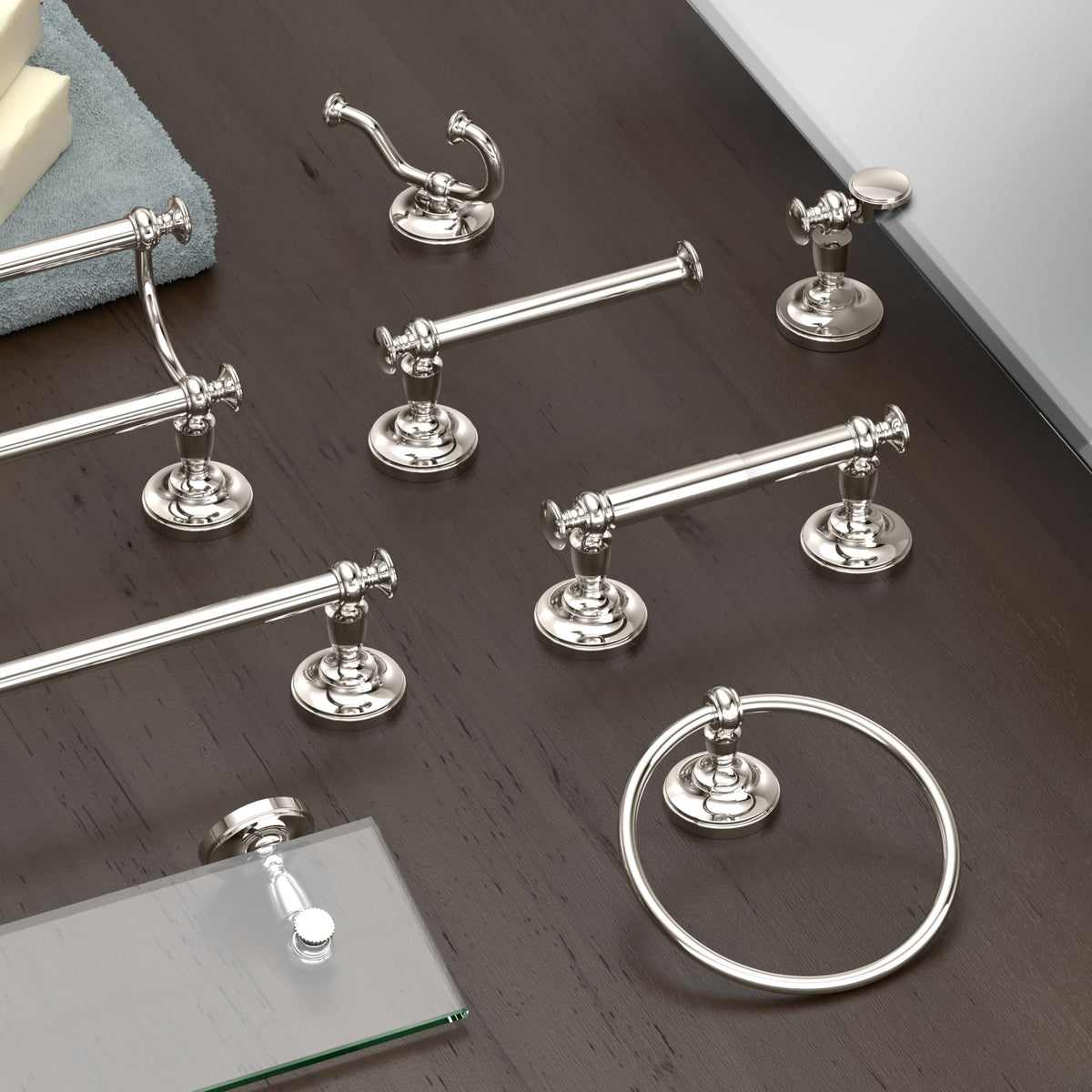 Gatco 4125 Tavern Twin Robe Hook, Polished Nickel