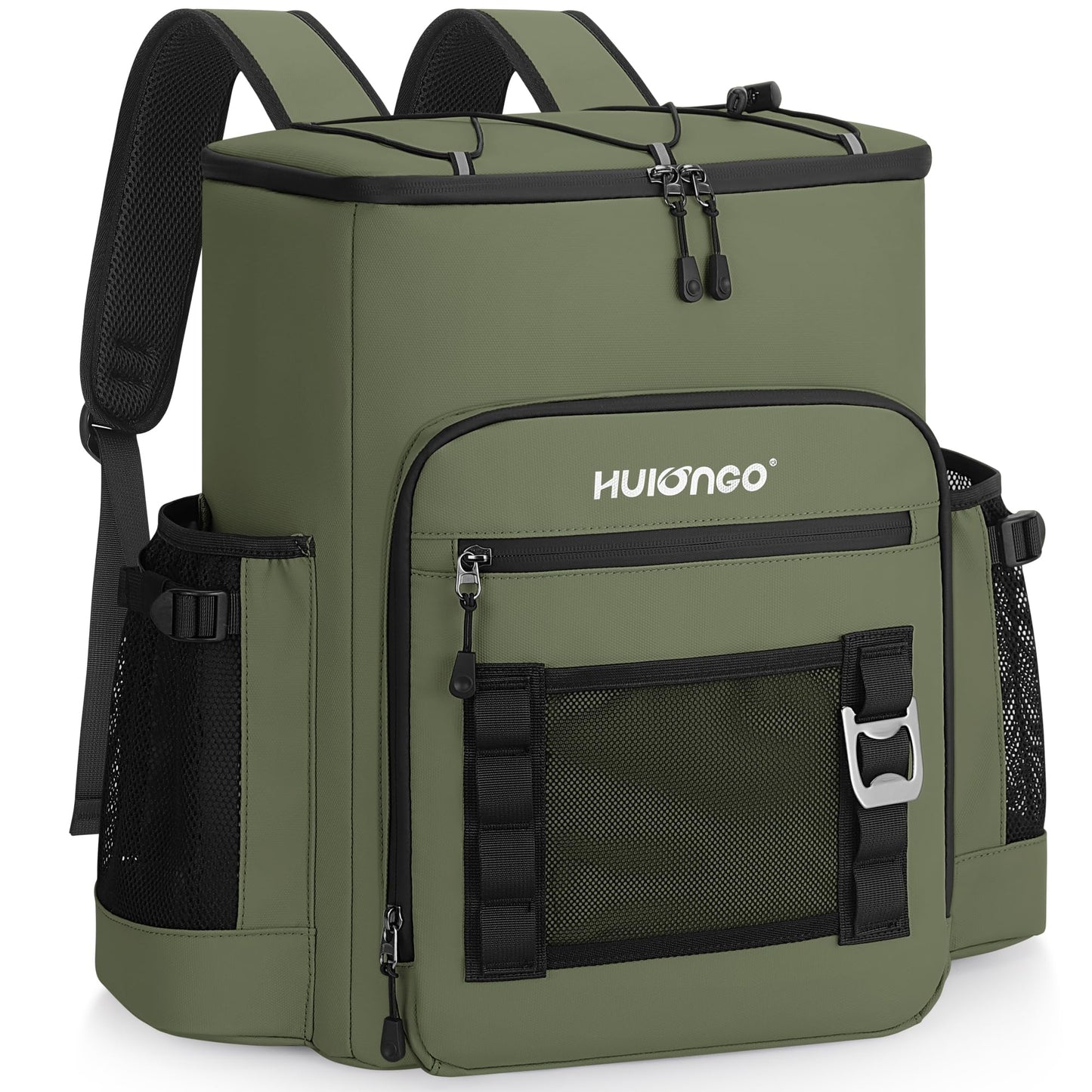 Hulongo Large 52cans Waterproof Insulated Cooler Backpack for Men & Women, Leak Proof Backpack Cooler, Soft, 8Gal (Army Green)