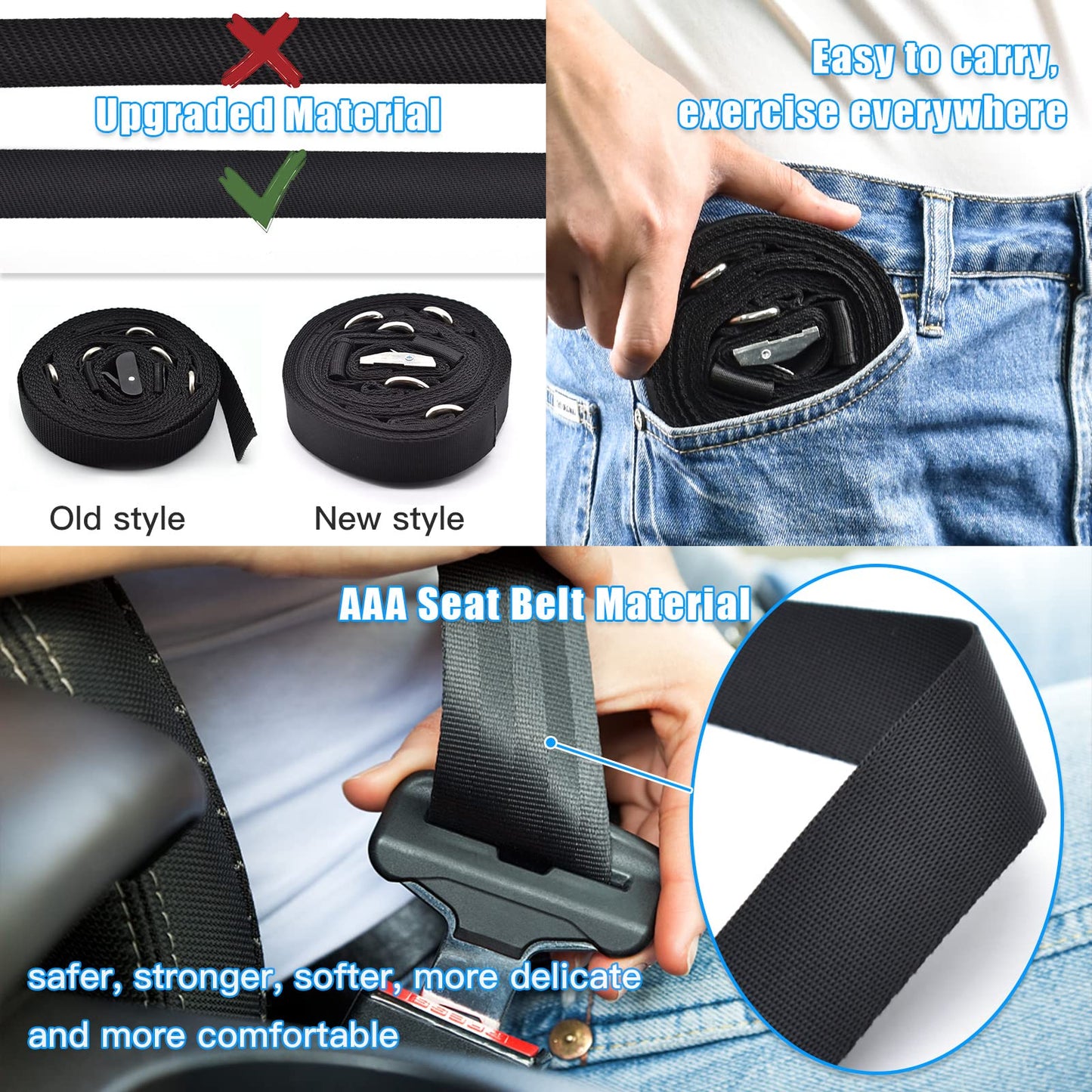 Brebebe Door Anchor Strap for Resistance Bands Exercises, Multi Point Gym Attachment Home Fitness, Portable Band Workout Equipment (1 Anchor+Resistance Set), Black