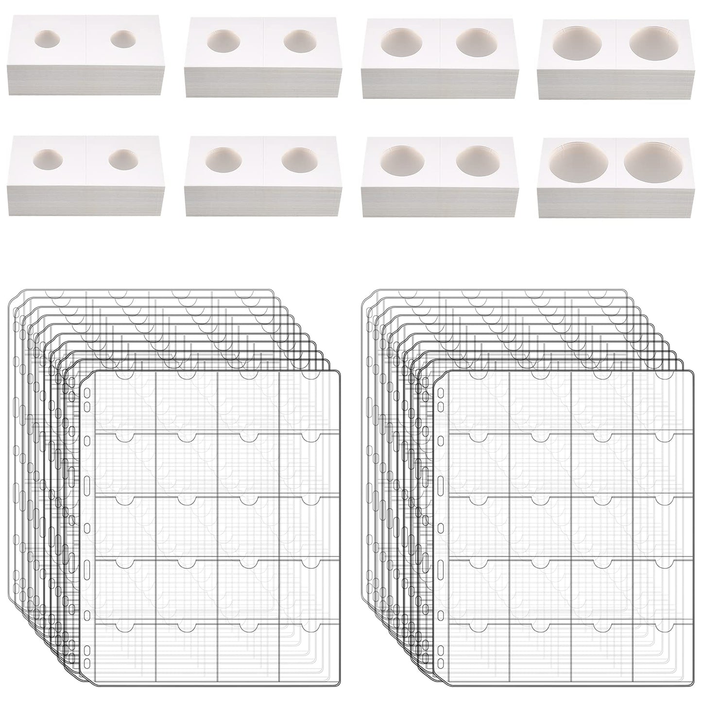 400 Cardboard Coin Holder for Collectors With 20 Sheets Pocket Pages, Collecting Book Sleeves Protectors Storage and 8 Size 2" x 2" Currency Holders for Collection Supplies