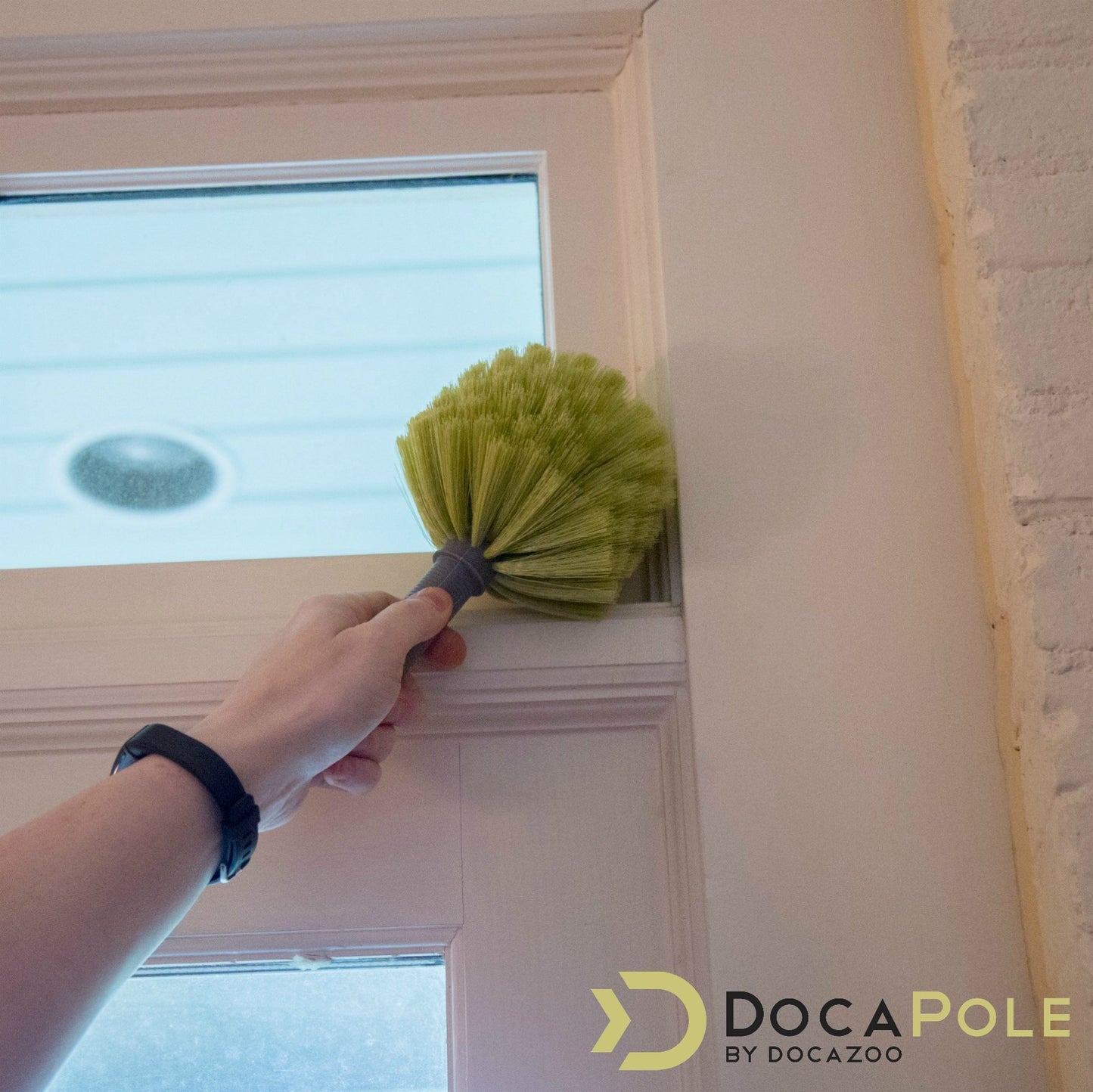 DOCAZOO Telescopic Pole - Extension Pole, Window Cleaning Kit, Ceiling Cleaning, Feather Duster, Snow Removal, Window Squeegee, High Reach Indoor & Outdoor Kit - (12 Ft Ext Pole with Cobweb Duster)