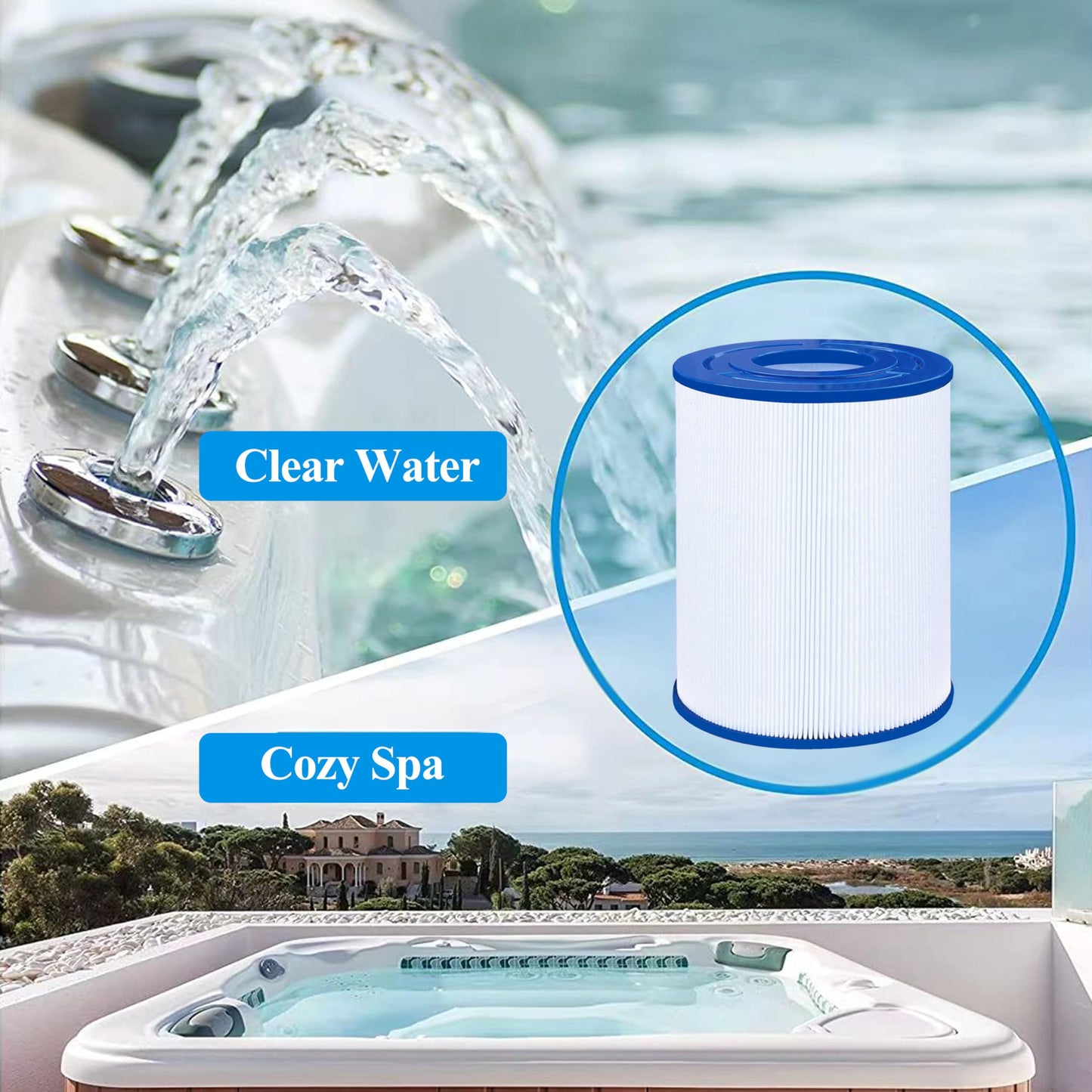 Cryspool® 04059 Filter Compatible with C-4405, FC-2387, PRB25SF, Marquis 20342, R172464, Rainbow DSF 50, APCC7062, 17-2464, 817-5010, 50 Sq. Ft Spa Filter Cartridge, 2 Pack