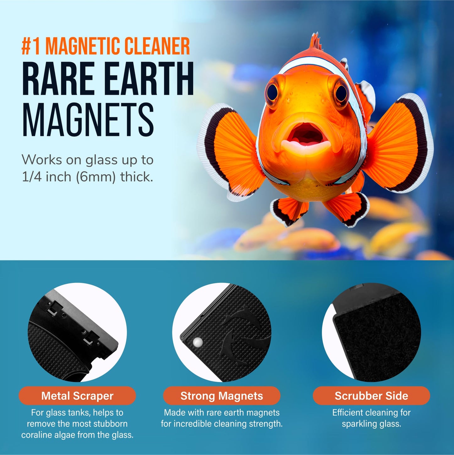 Flipper Nano Float 2-in-1 Floating Magnetic Aquarium Cleaner Fish Tank Algae Scrubber Scraper