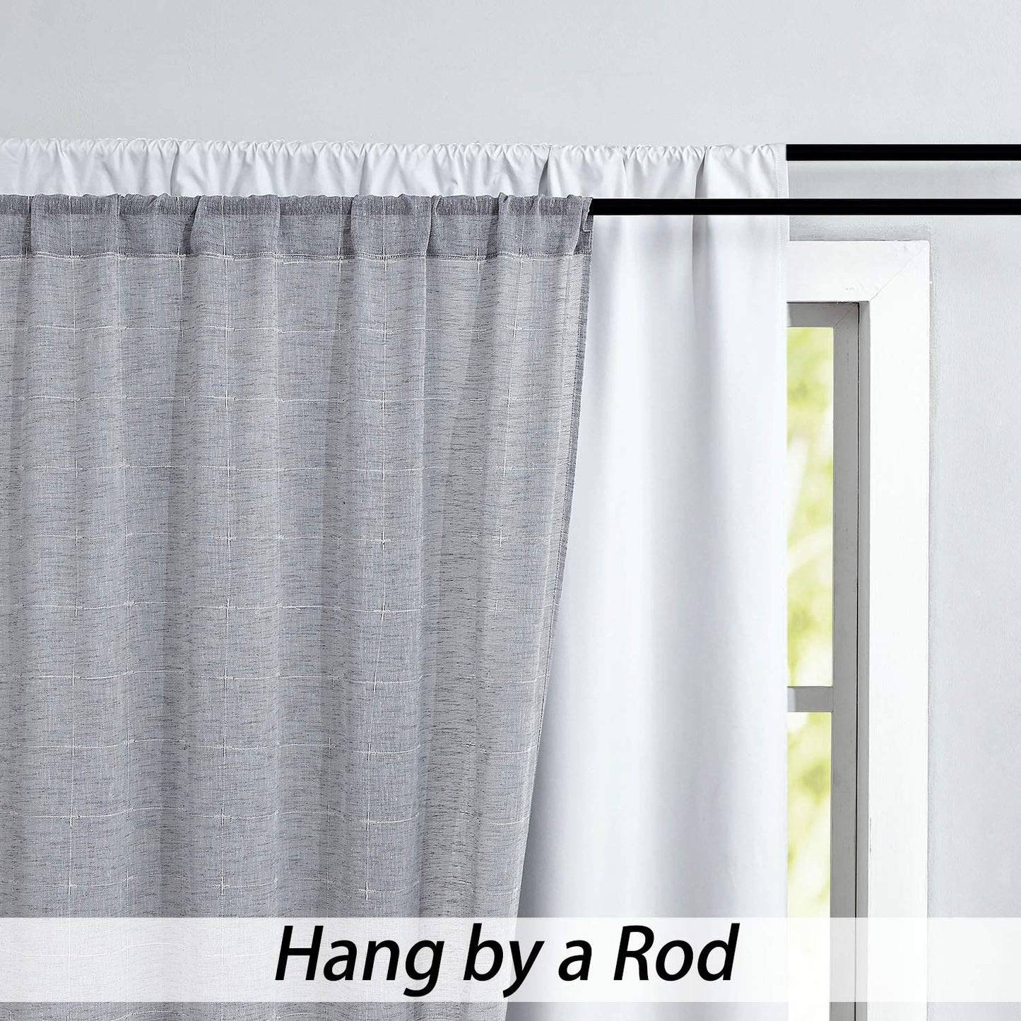 White Full Blackout Window Curtain Liner Panels Rod Pocket Bedroom Hang with 10 Hooks Microfiber Thermal Coating Room Window Treatment Sets 2 Panels (W48 x L81 x2 inches, White)
