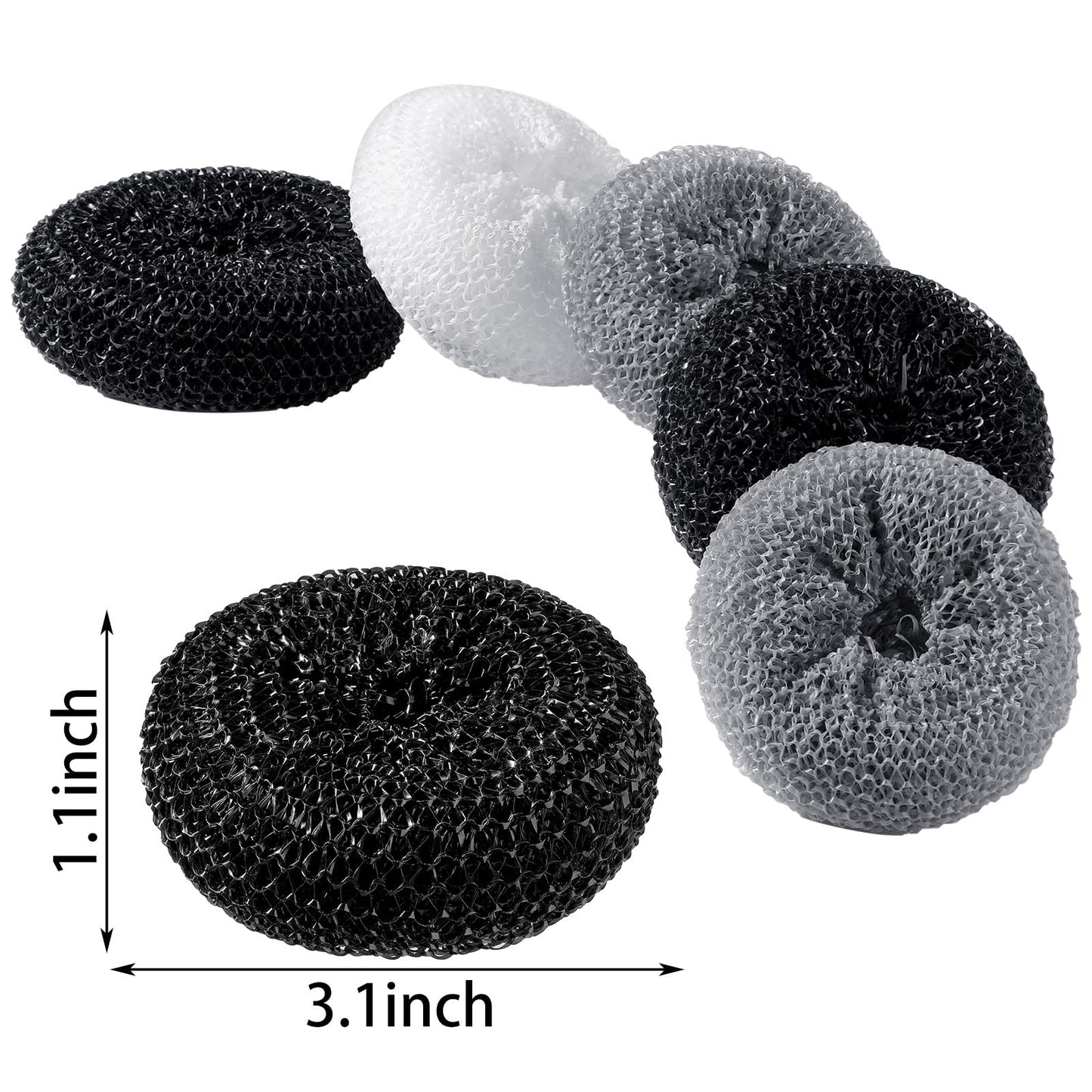 Blulu Plastic Dish Scrubbers for Dishes Pot Round Nylon Pad, Mesh Scouring Non Scratch Pads(Simple Colors,30 Pieces)
