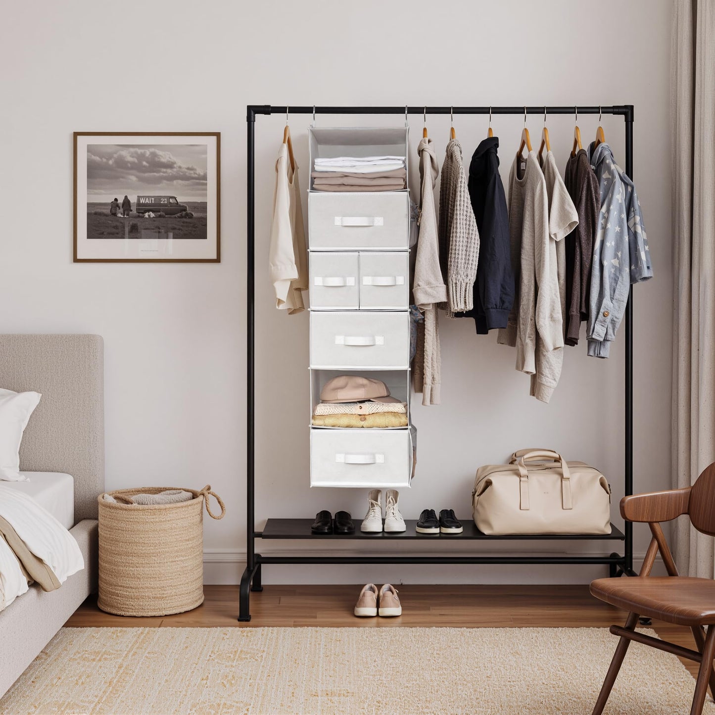 GRANNY SAYS Hanging Closet Organizer with Drawers, Rangement Garde Robe, Hanging Storage Organizer, Closet Organizers and Storage for Clothes, 1-Pack, 31 x 35 x 108.4cm, 6-Shelf, White