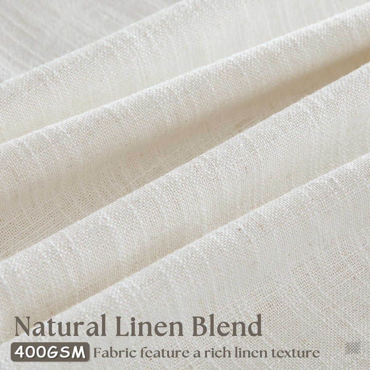 84 Inch Length Natural Pinch Pleated Linen Curtains 2 Panels for Living Room Bedroom Cream Ivory Semi Sheer Boho Neutral Back Tab Linght Filtering Pinch Pleat Hooks Rings Curtain 84 Inches Long
