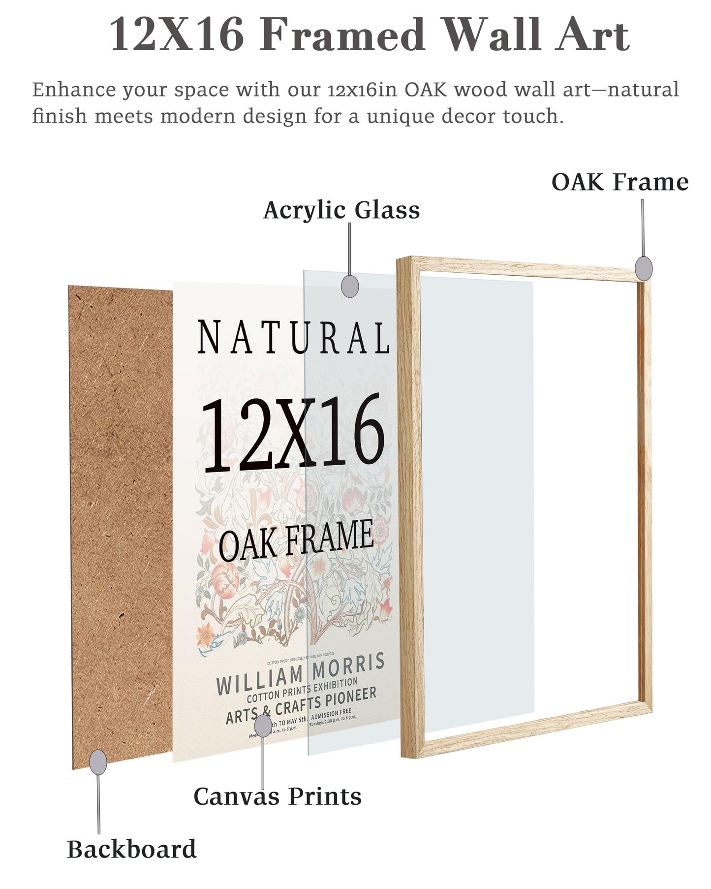 UPWOIGH 12x16 Beige Oak Wood Picture Frame Set of 3,Display Pictures 8.5x11 with Mat or 12x16 Without Mat,Minimalist 12x16in Poster Frames 3 Pack, Natural Solid Wooden Frame for Wall Art Photo Prints