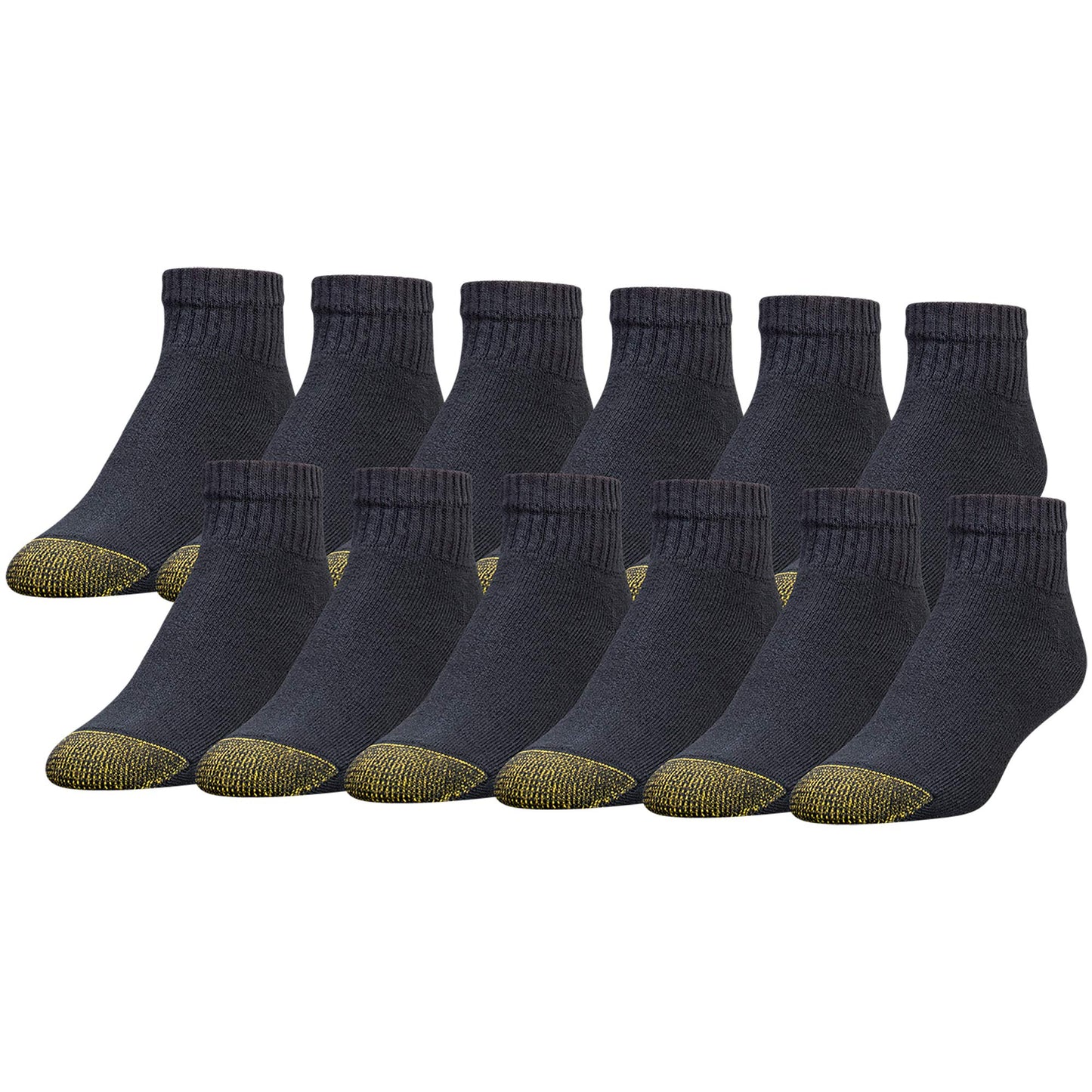 GOLDTOE Men's 656P Cotton Ankle Athletic Socks, Multipairs, Black (12-pairs), X-Large