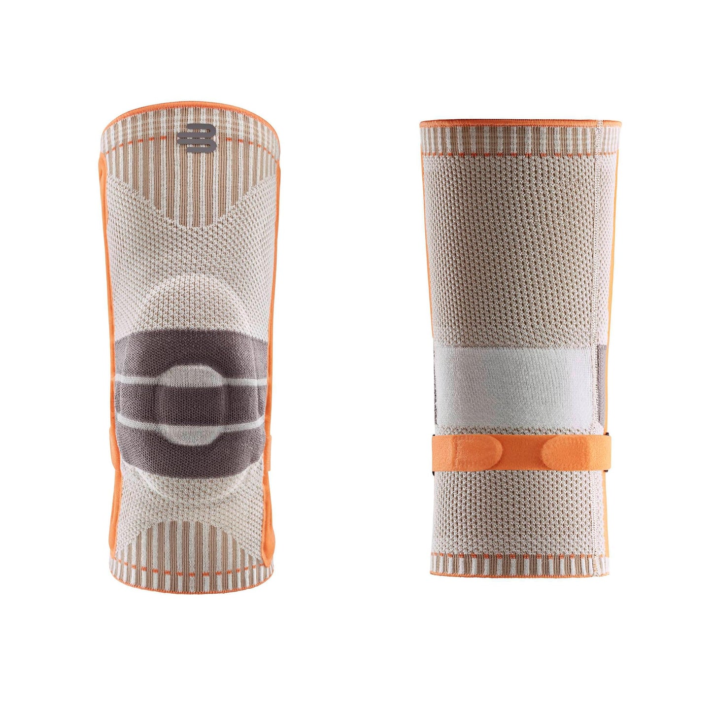 Bauerfeind - Merino Outdoor Knee Brace - Stabilization and relief of the knee joint with adjustable strap for relief of the patellar tendon - Sandstone, Orange - Size 2, Small