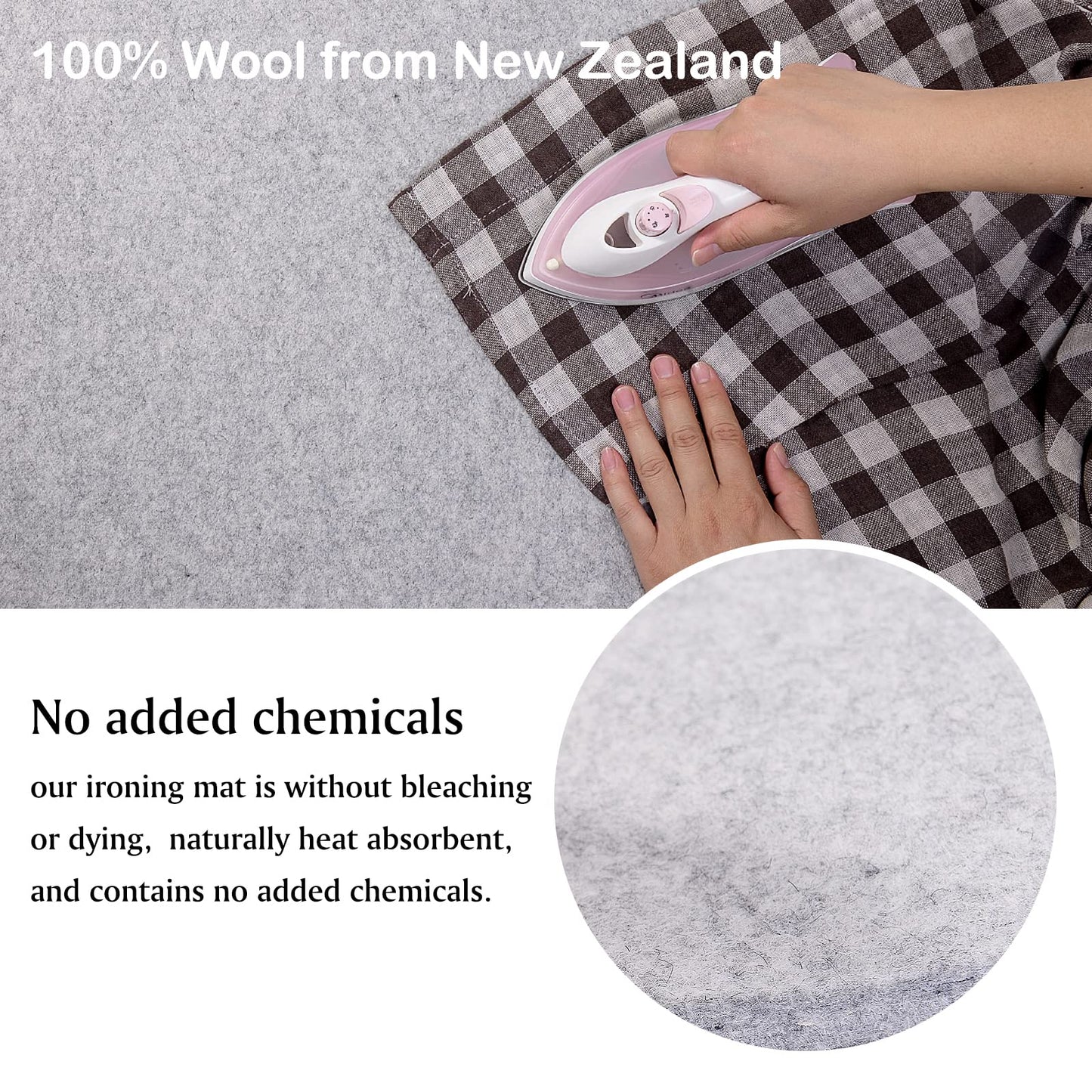 Rdutuok 54x15 Inches Wool Pressing Mat for Quilting Ironing Pad 100% Wool from New Zealand Easy Press Wooly Felted Iron Board for Retains Heat, Great for Quilting & Sewing Projects