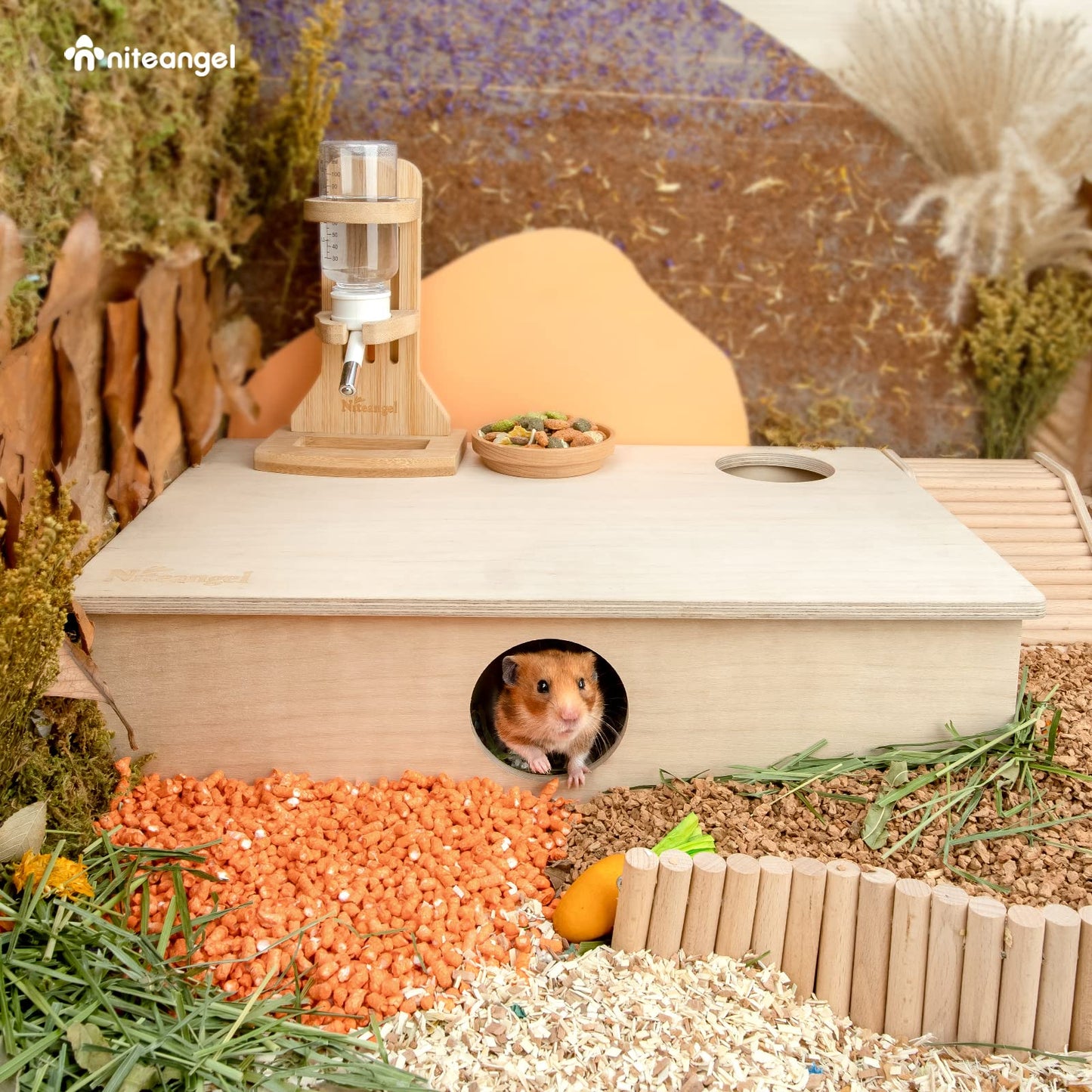 Niteangel Multi-Chamber Hamster House Maze - Multi-Room Hideouts & Tunnel Exploring Toys for Hamster Gerbils Mice Lemmings (6-Room Large)