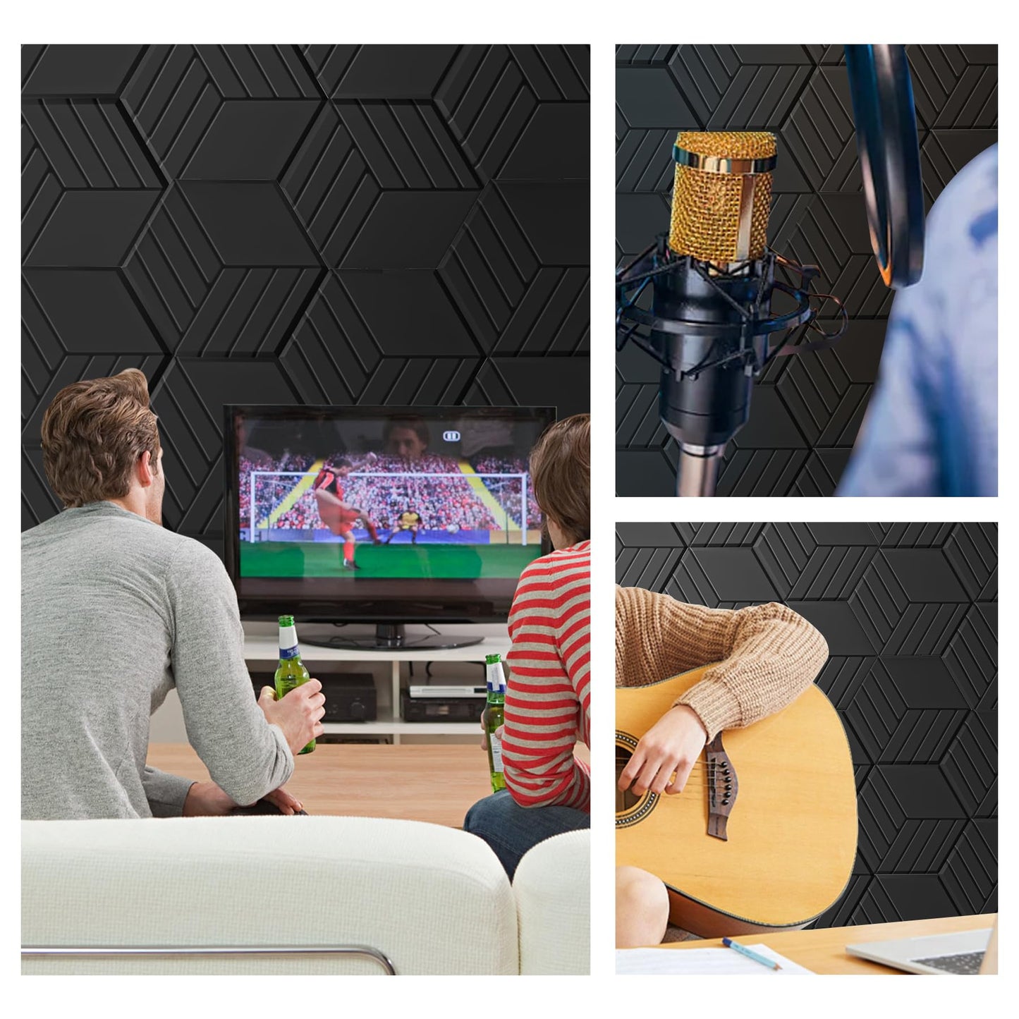 15 Pack Self-Adhesive Sound Proof Foam Panels for Walls, Acoustic Panels 12" x 14" x 0.4" High Density Y-Lined Sound Absorbing Tiles, Flame-Retardant, Peel & Stick