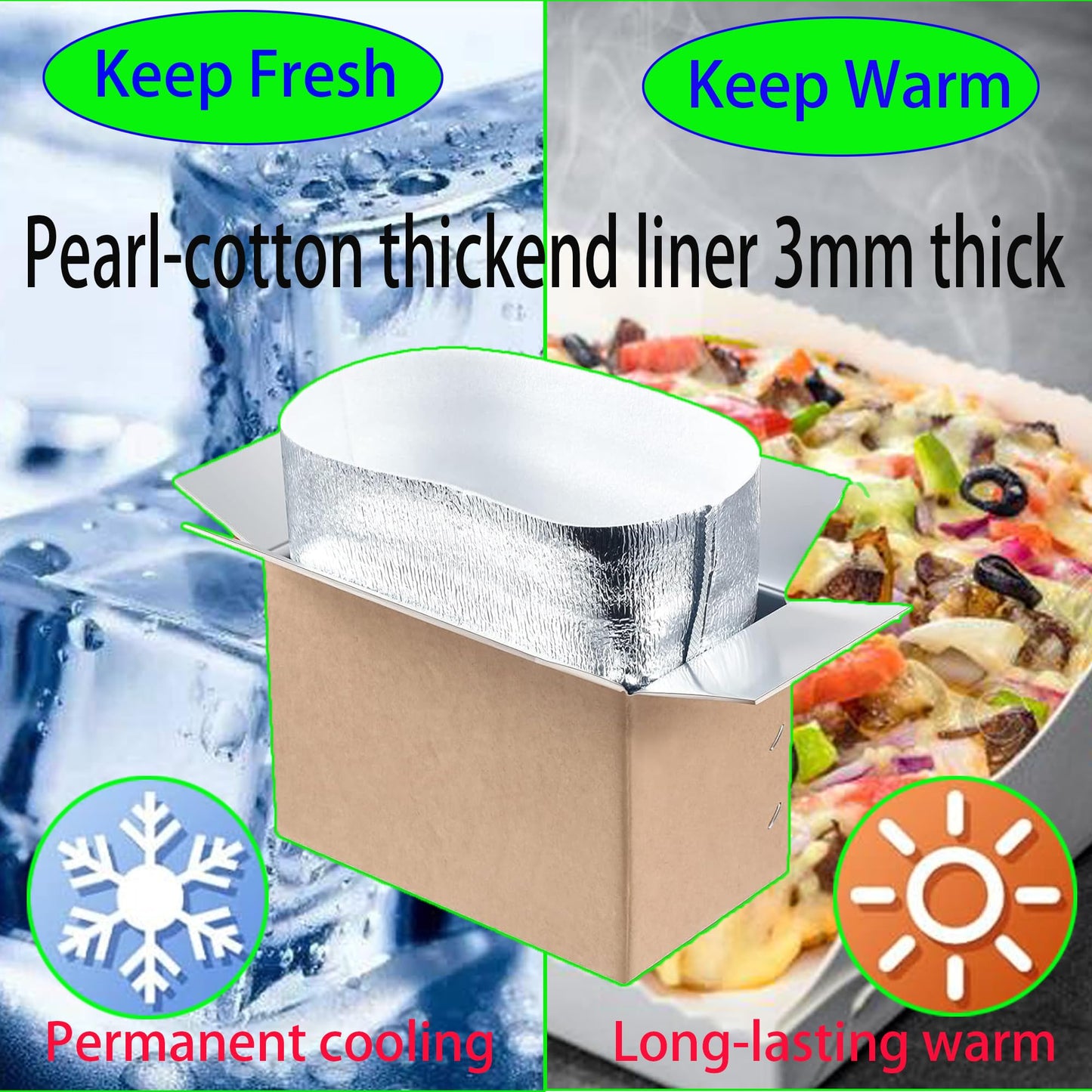2 Pack Large Thermo Chill Double Insulated Shipping Box, (9.5"X 6.8"X 6") with Aluminum Foil Liner - Keep fresh-Cold Shipping Box for Frozen Food - Insulated Cooler Box for Packing, Moving, Mailing