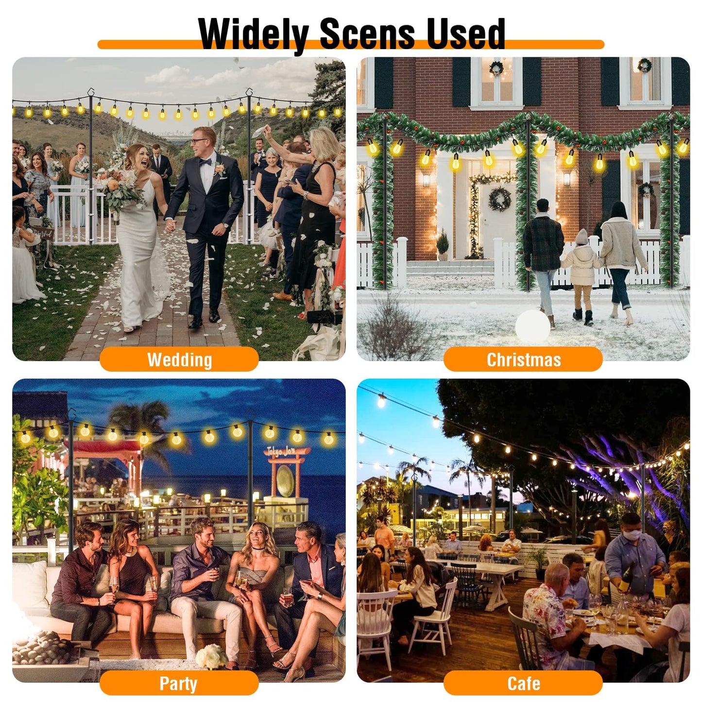 AILBTON 2 Pack 10Ft String Light Poles,Light Poles for Outside String Lights,Outdoor Light Poles with Fence Brackets for Hanging String Lights,Metal Poles Stand for Deck Patio Backyard