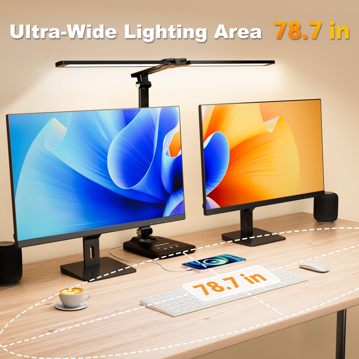 LED Desk Lamp for Office Home, Double Head Height Adjustable Desk Light with 50 Lighting Modes, Eye-Caring Architect Table Light for Reading, Study, Drafting, 45 Min Auto Timer
