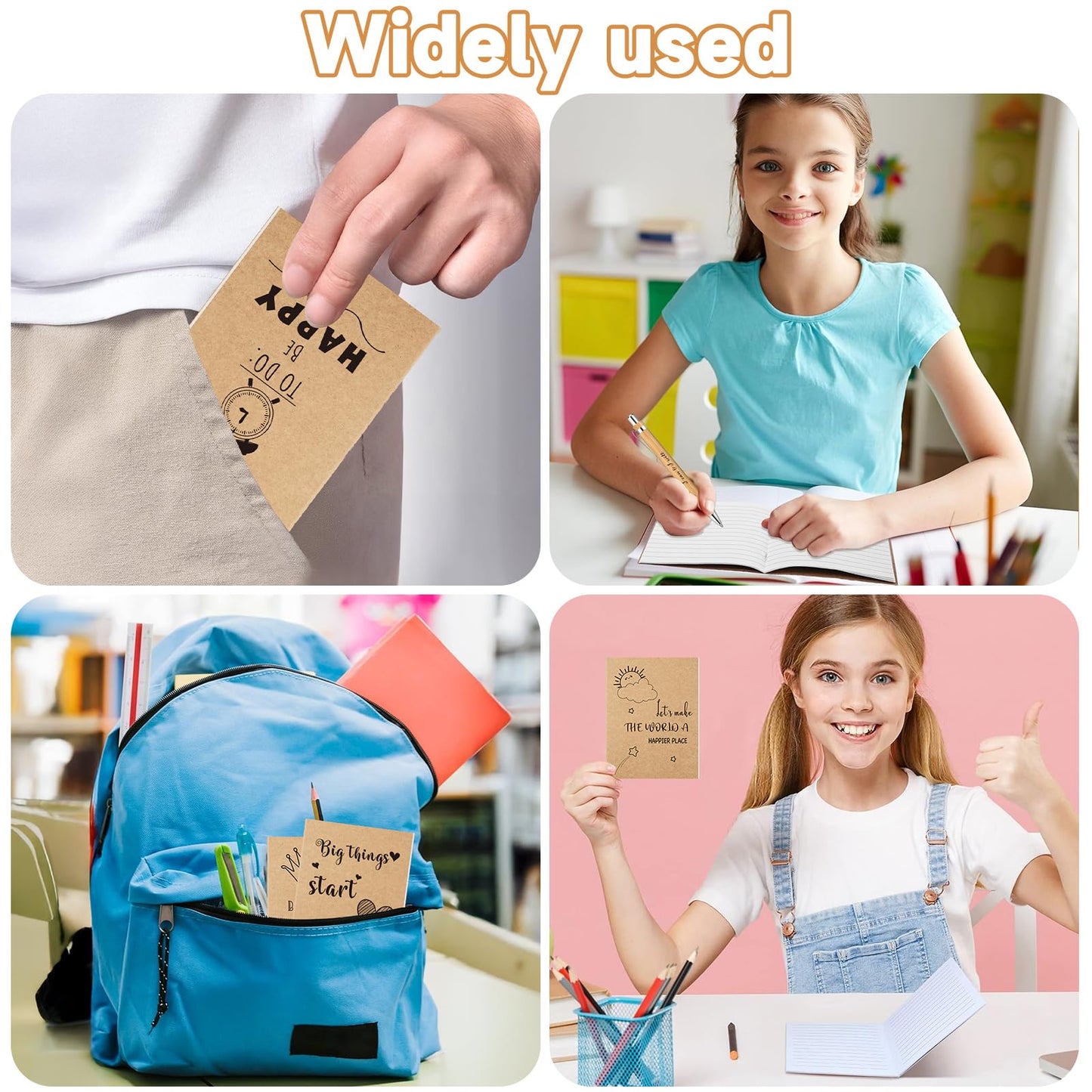 48 Pack Mini Notebooks Bulk, Motivational Journals Kraft Paper Notebook 40 Lined Page Funny Small Pocket Notebook Brown Mini Journals for Kids School Office Prizes Travel (4.1 x 5.5 Inch)