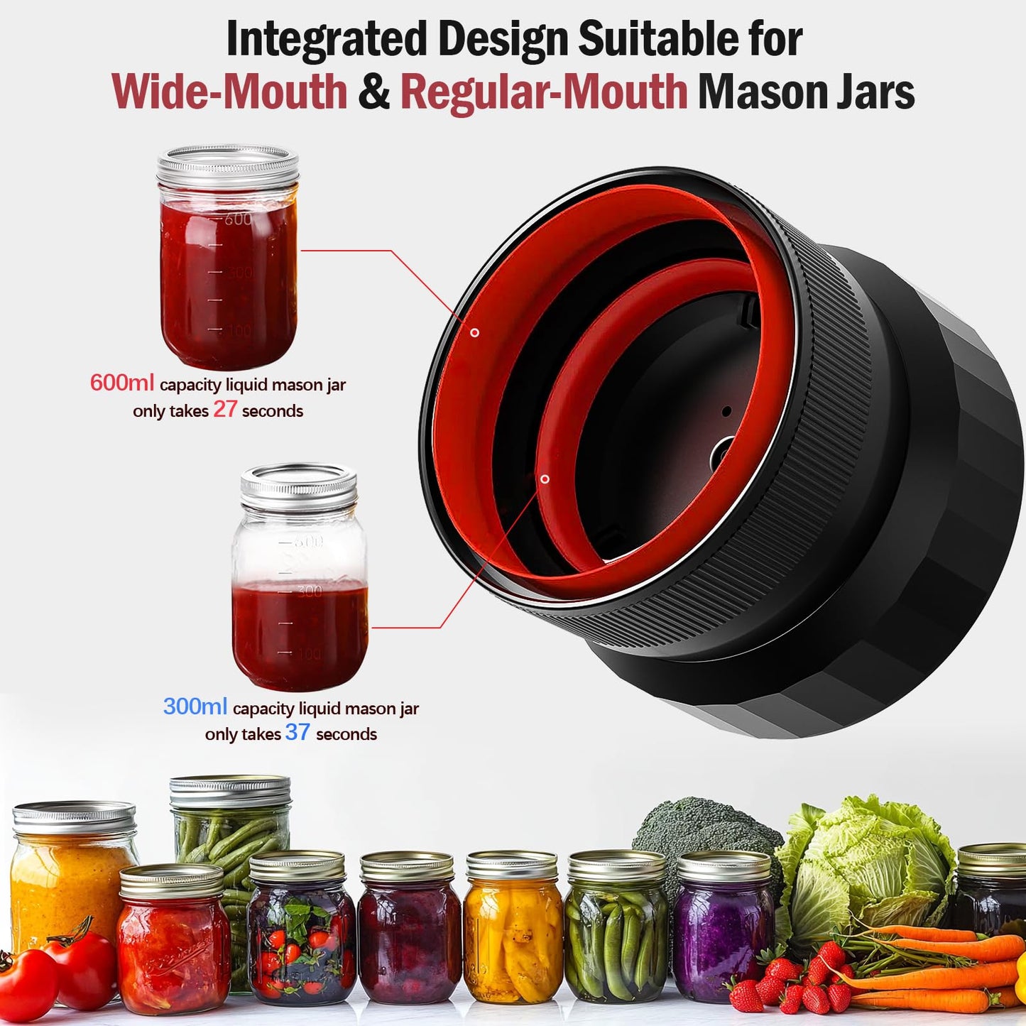 2026 Upgraded Automatic Mason Jar Vacuum Sealer, Electric Vacuum Sealer for Regular Mouth and Wide Mouth Canning Jars