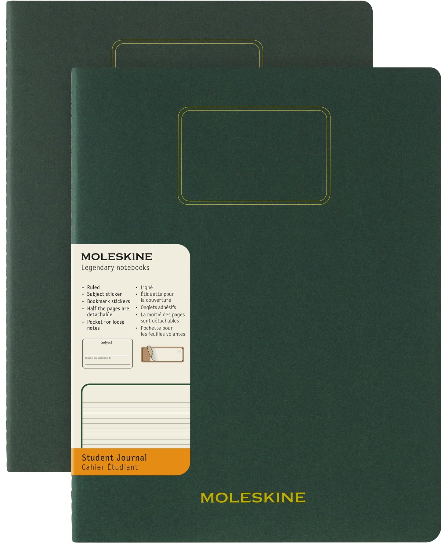 Moleskine Student Cahier Journals (Set of 2), Soft Cover, Ruled, XXL (8.5" x 11"), Myrtle Green