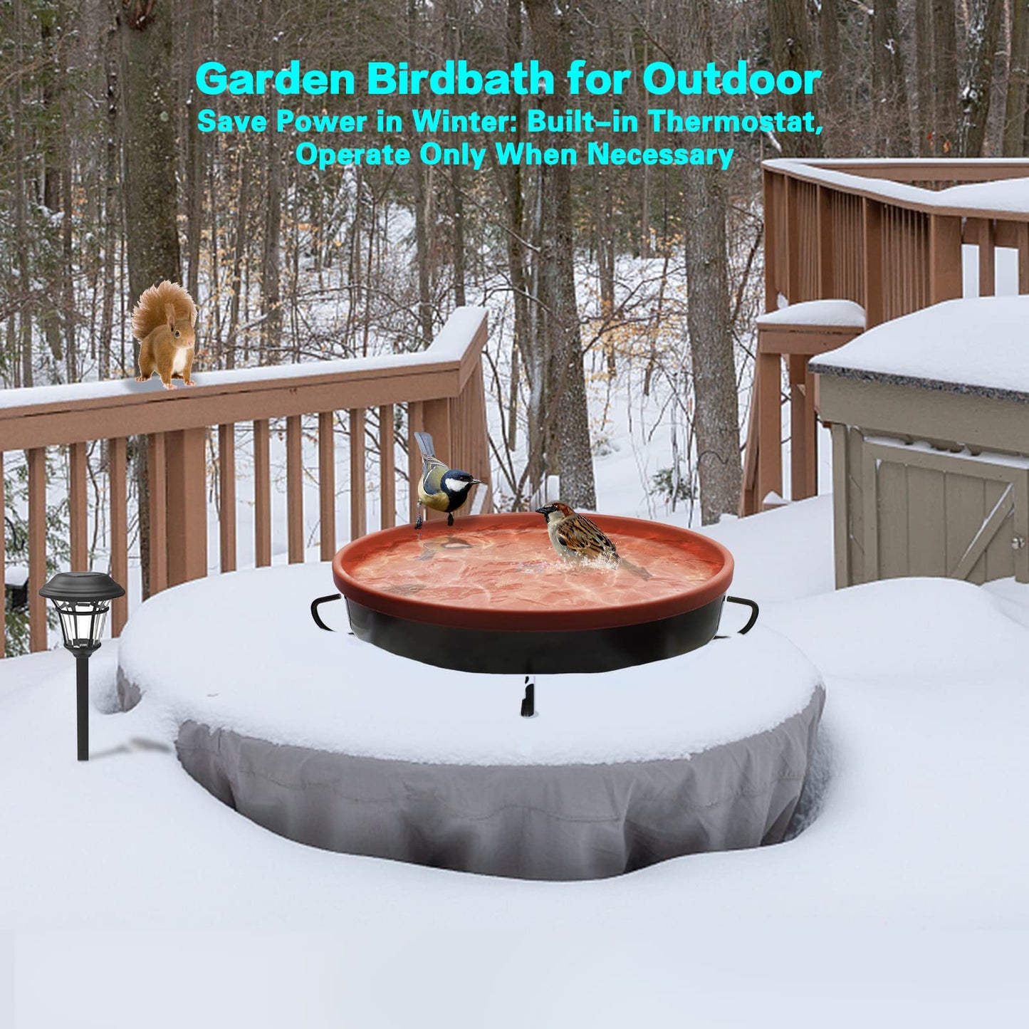 GESAIL Heated Bird Bath for Outdoors for Winter, 3 Easy Ways to Mount Detachable Bird Bath Bowl, 75W Heated Bird Baths with Thermostatically Controlled for Garden Yard Patio Lawn, Terracotta