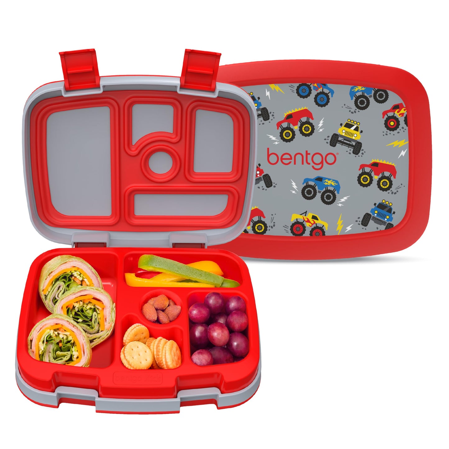 Bentgo Kids Prints Leak-Proof, 5-Compartment Bento-Style Kids Lunch Box - Ideal Portion Sizes for Ages 3 to 7 - BPA-Free, Dishwasher Safe, Food-Safe Materials - 2021 Collection (Trucks)