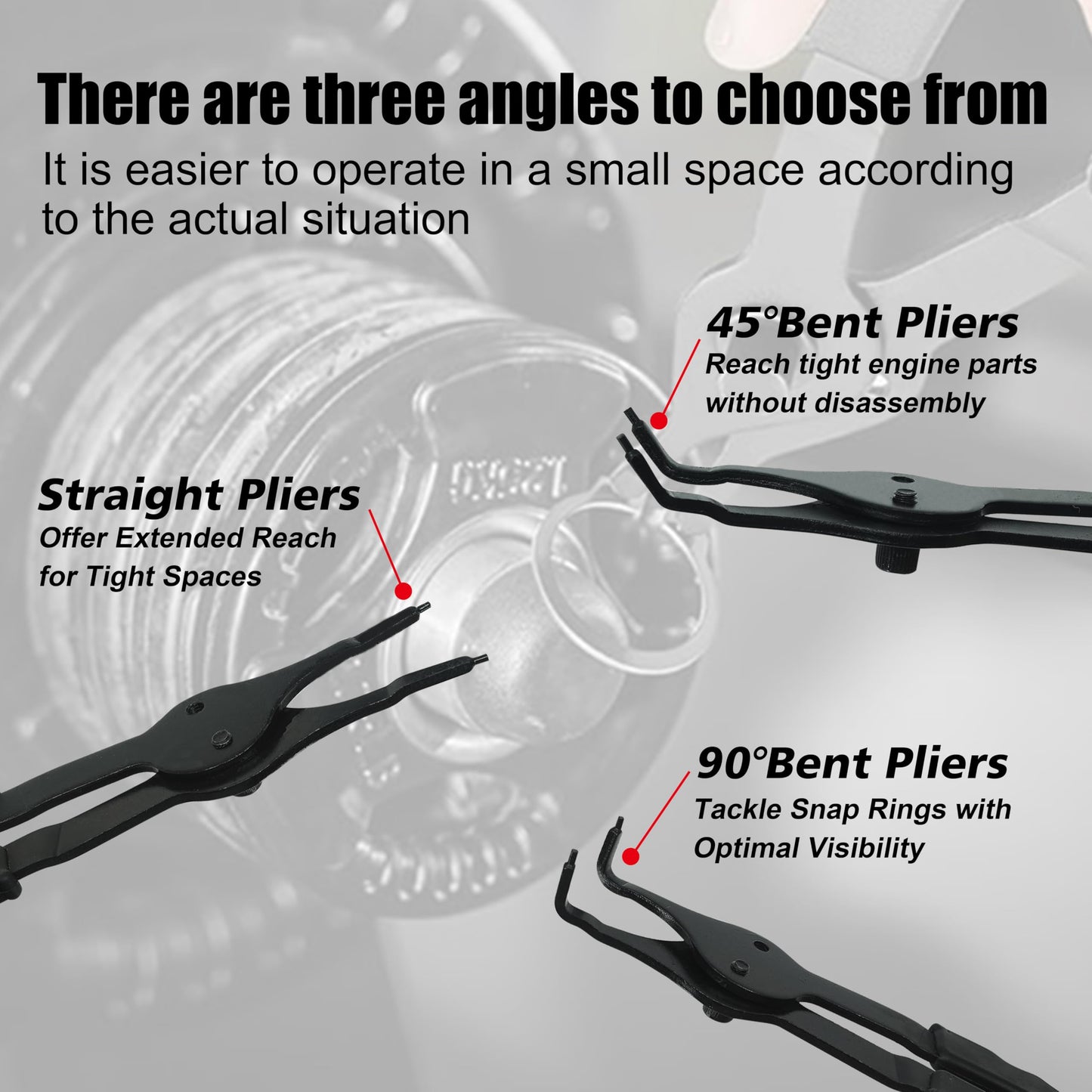 SGT 14pc Snap Ring Pliers Set, Heavy Duty Snap Ring Pliers,Internal & External Circlip Pliers with 45°/90° Bent & Straight Pliers, Hook & Pick,Storage Case & Gloves