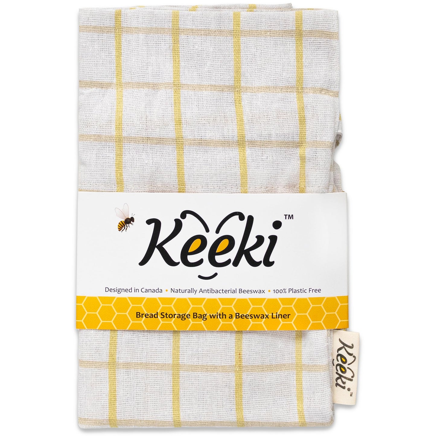 Keeki Bag - The Original Beeswax Lined Bread Bag for Homemade & Sourdough | Reusable Linen Bread Storage | Beeswax Wrap Alternative | Plastic-Free Storage w/Wide Opening & Drawstring Closure (Yellow)