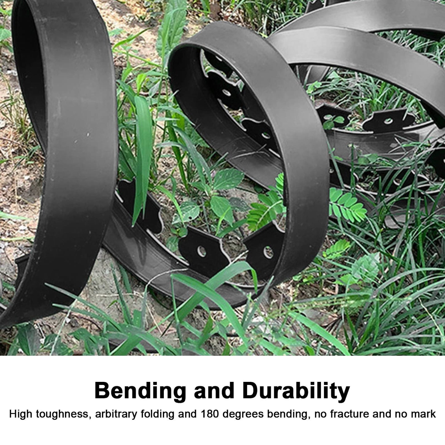 33ft Garden Edging Border,Landscape Edging Garden Border Edging-Include 30 Spikes【10CM Hight】 Plastic Lawn Edging Landscape Border for Yard,Lawn,Gardens(Black)