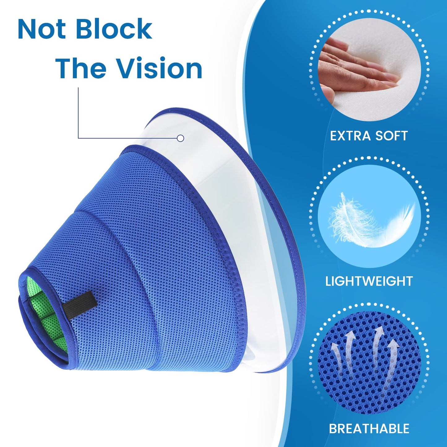 Soft Dog Cone for Dogs After Surgery, Breathable Dog Cones for Large Medium Small Dogs and Cats, Adjustable Dog Recovery Collar for Pets, Lightweight E-Collars for Dogs, Elizabethan Collar(Size 8)