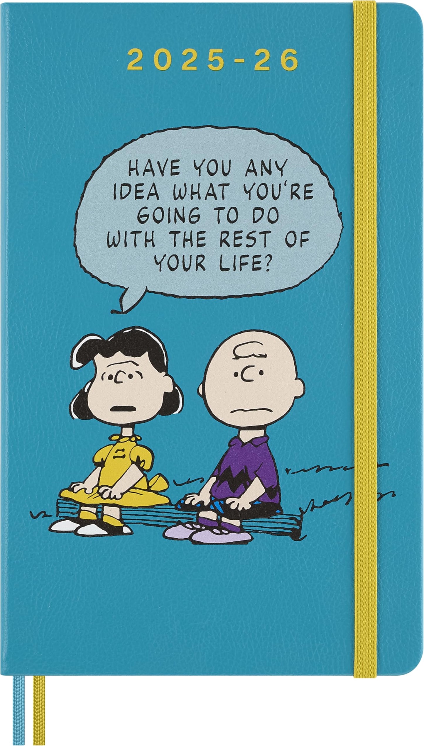 Moleskine Limited Edition Peanuts 'Charlie & Lucy' 18 Month 2025-2026 Weekly Planner, Hard Cover, Large (5" x 8.25"), Reef Blue, 208 pages