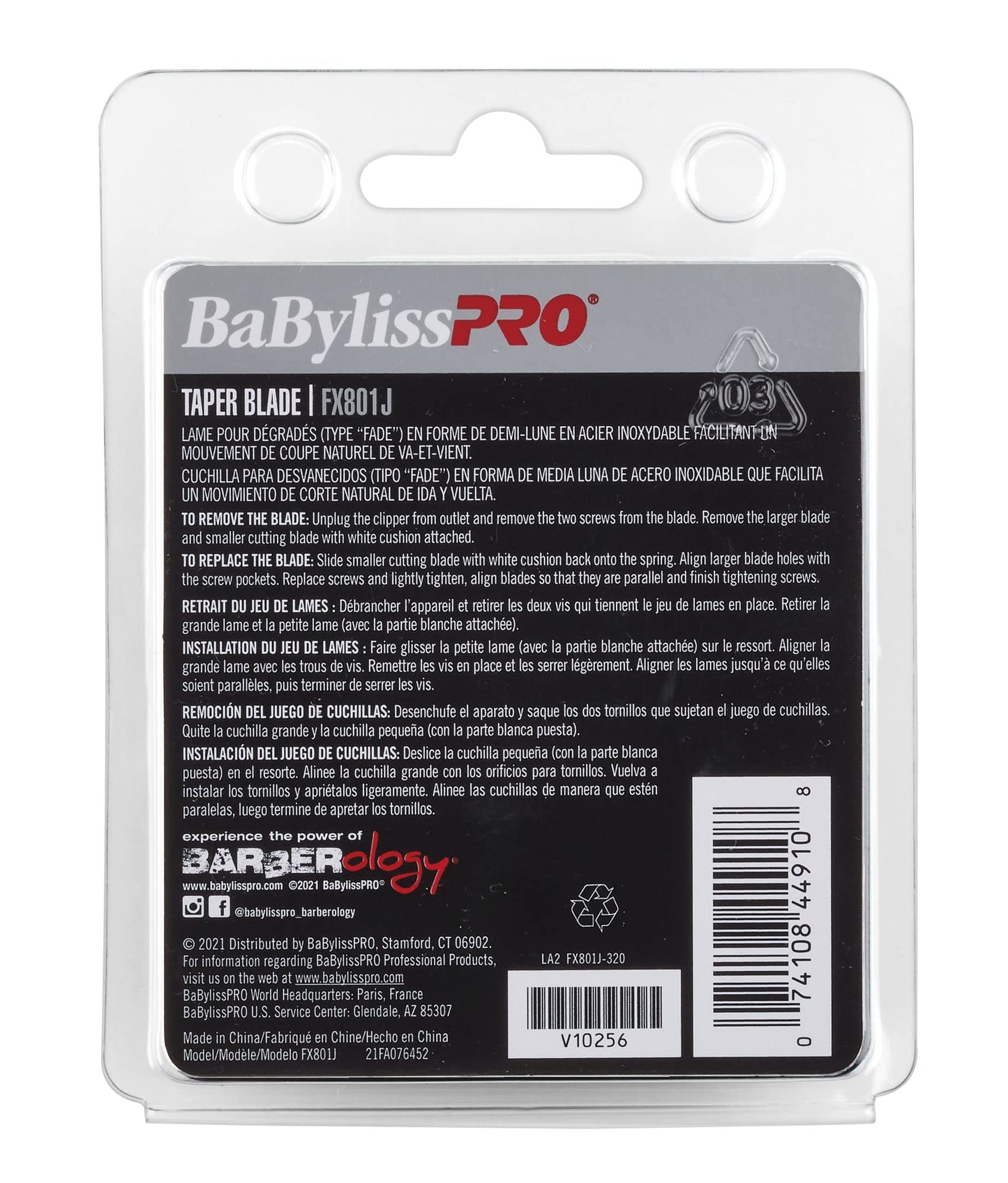 BaBylissPRO Barberology FX801J Stainless Steel Replacement Taper Clipper Blade
