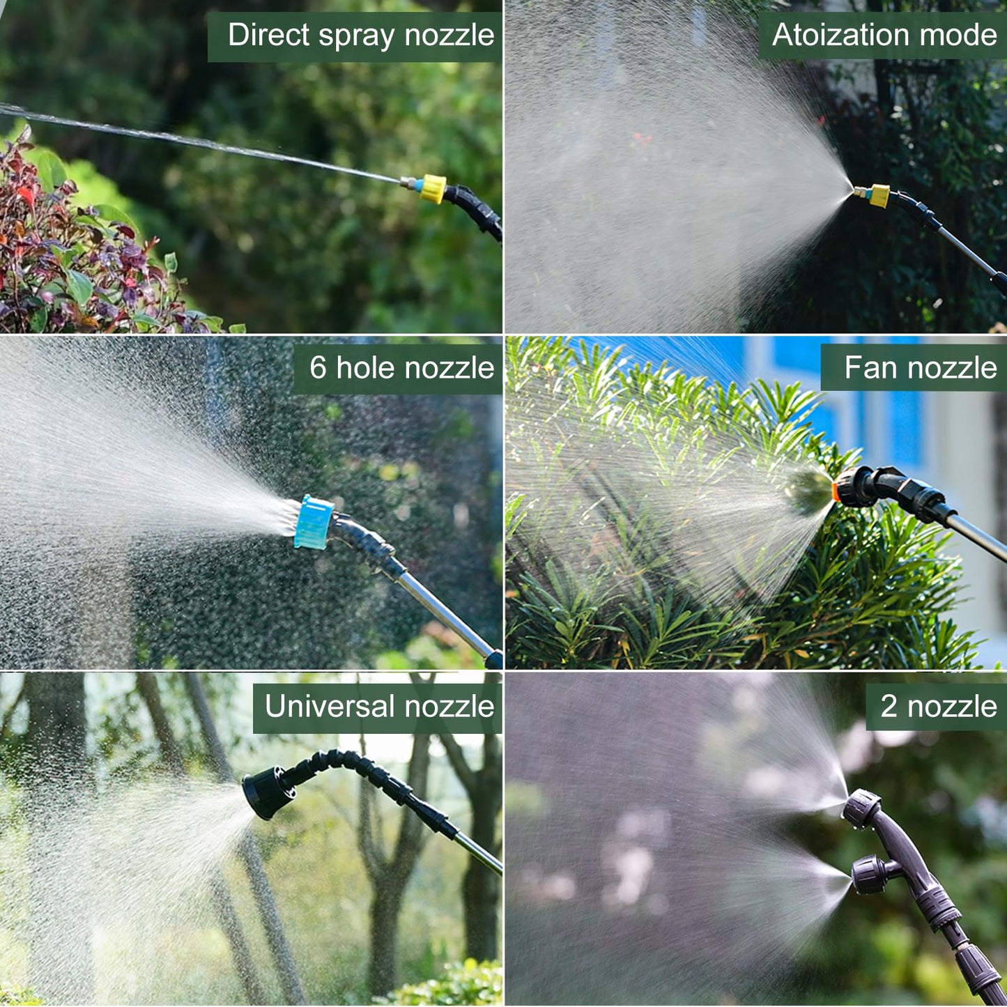 Battery Powered Sprayer, Electric Sprayer with 5 Nozzles and 16.4FT/5M Hoses, USB Rechargeable Handle, 32 Inch Telescopic Wand, Multipurpose Plant Sprayer for Yard Lawn Weed Plants