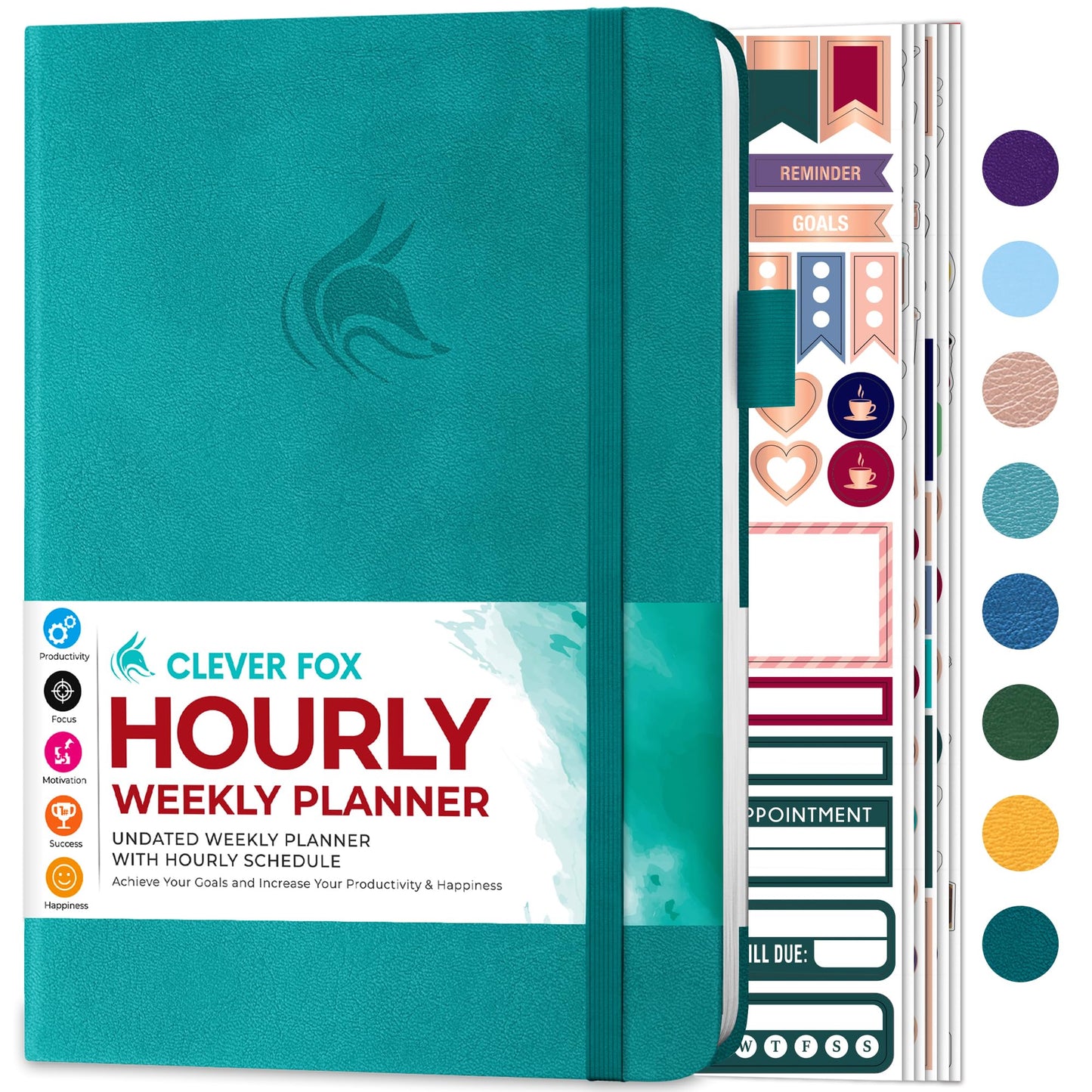 Clever Fox Planner Schedule – Weekly & Monthly Life Planner with Time Slots, Appointment book, and Daily Organizer to Increase Productivity, Undated, A5 (5.8″x8.3″) Hardcover, Lasts 1 Year, Turquoise