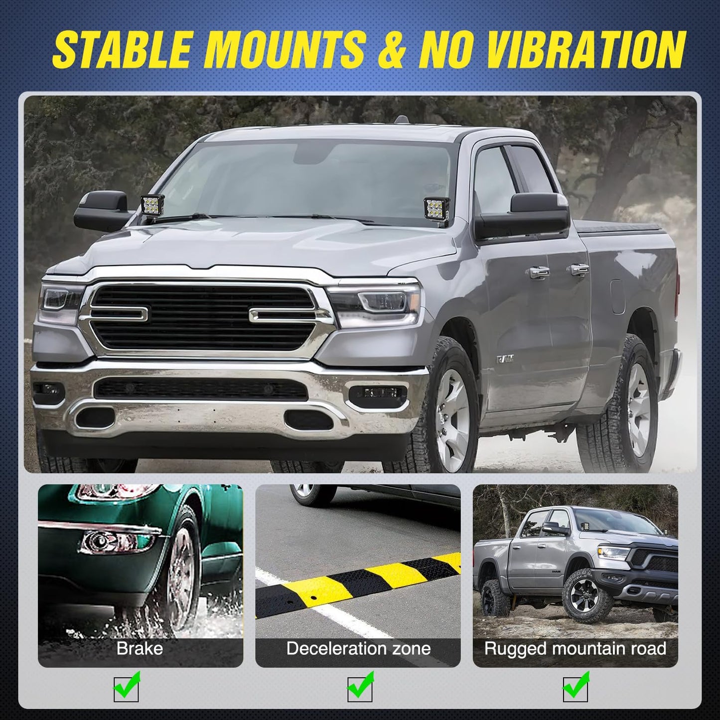 Nilight Ditch Light Brackets Hood Hinges Mount Bracket for Auxiliary Offroad LED Pod Lights Work Lighting on 2009-2018 Dodge RAM 1500 2500 3500