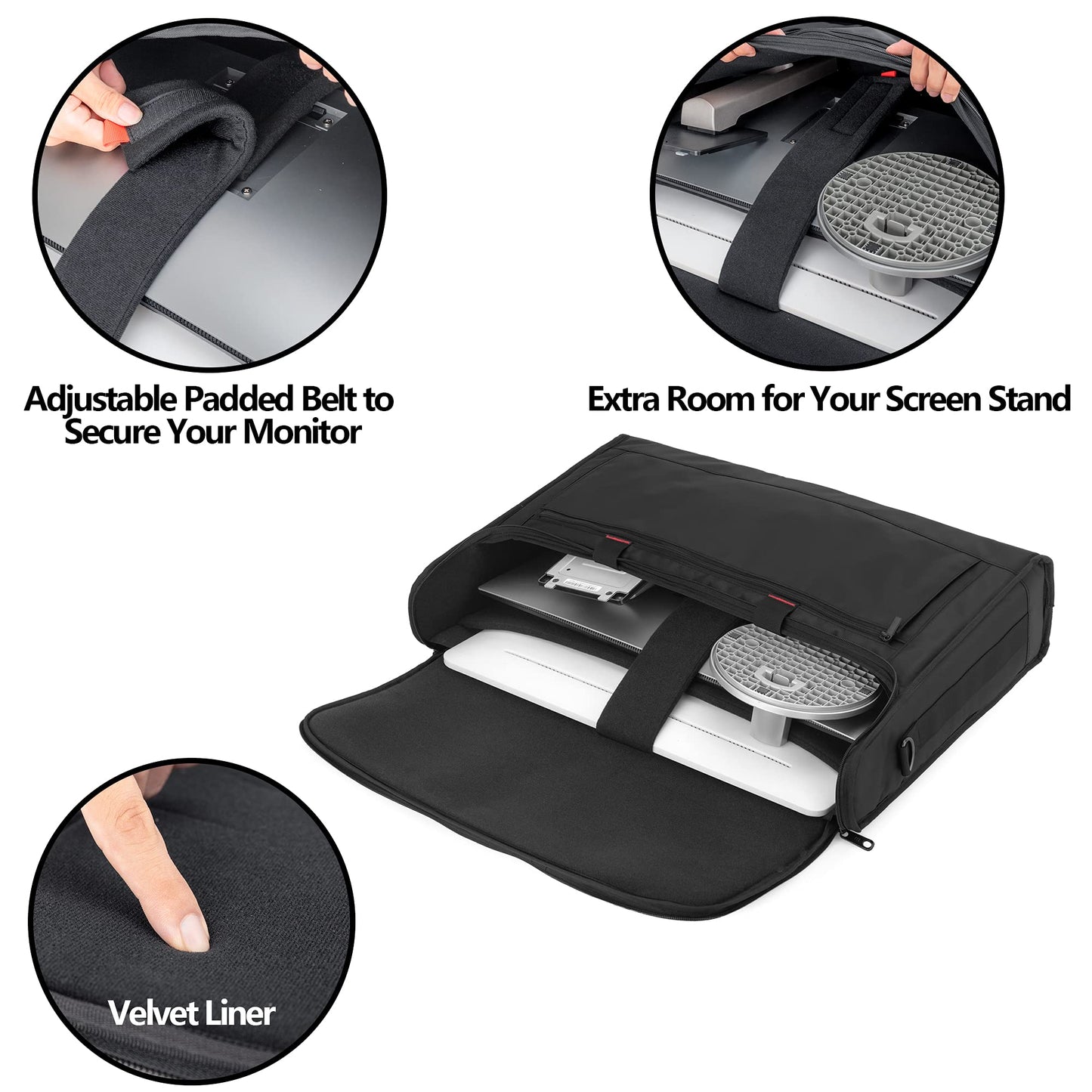 Trunab Monitor Carrying Case 24 Inch Padded Travel Bag Hold Up to 2 LCD Screens/TVs, Not Compatible with iMac(Black) (Patented Design)