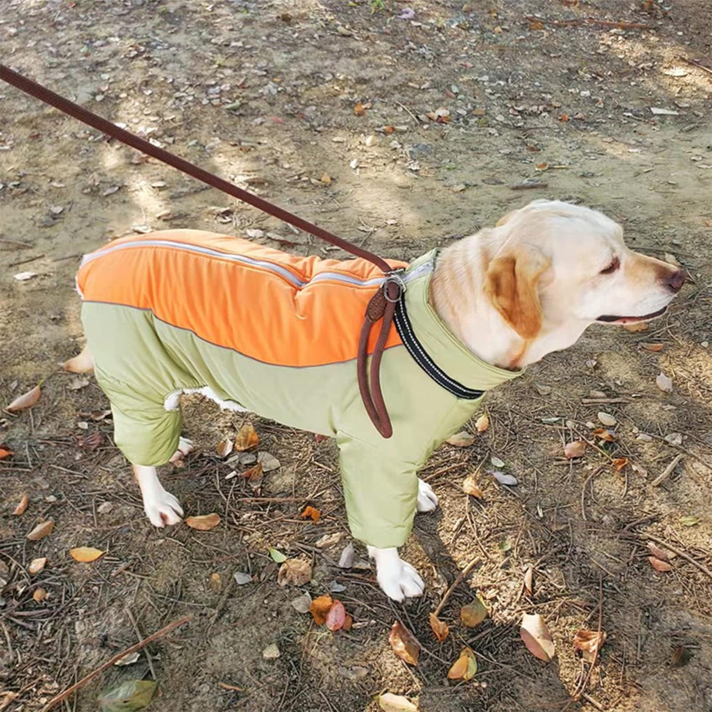 Dogs Thick Toasty Warm Coat, Zip Up Windproof Winter Snowsuit with Harness, Reflective Fleece Lined Dog Jacket for Medium Large Dogs, LightGreen,30