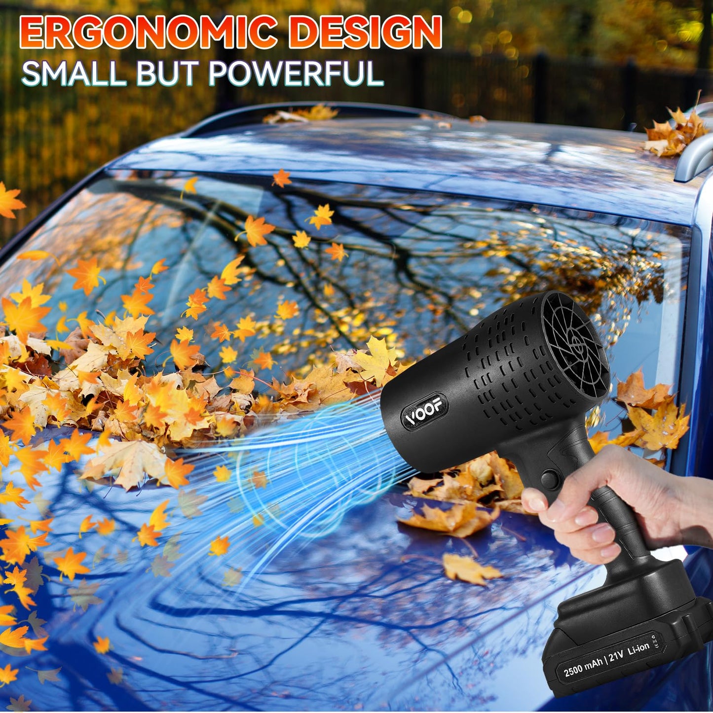 Cordless Leaf Blower, Electric Turbo Jet Blower 250000 RPM, Extended Nozzle, Lightweight Handheld Design, Portable Dust Cleaner for Patio Cleaning, Dust & Debris Cleaning (2 Battery with Toolbox)
