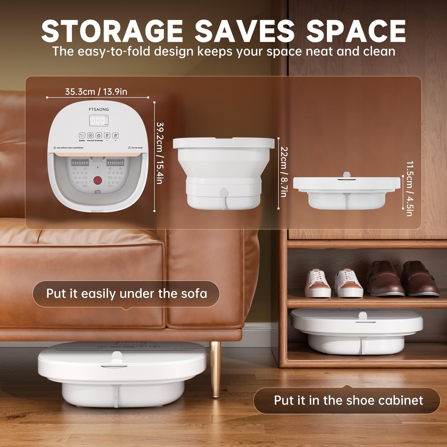 Collapasible Foot Spa Bath Massager with Heat, Pedicure Foot Spa with Bubbles and Jets/Timer/ Temperature Control, Feet Soak Tub for Home, Office, Relaxation and Stress Relief, Gift for Men and Women