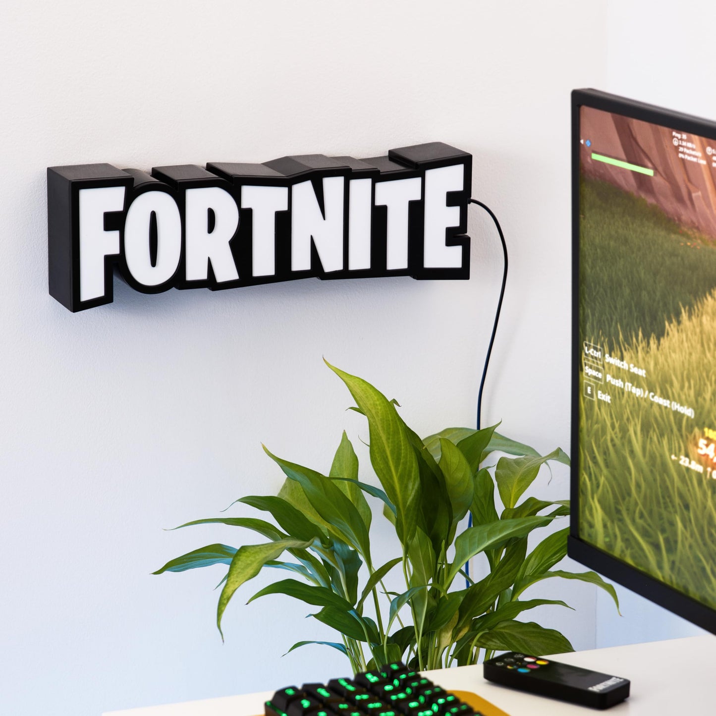 Fortnite RGB Colour-Changing Logo Light – Officially Licensed Gaming Lamp with Remote Control, Wall or Desk Display, USB Powered Décor for Gamers | Paladone